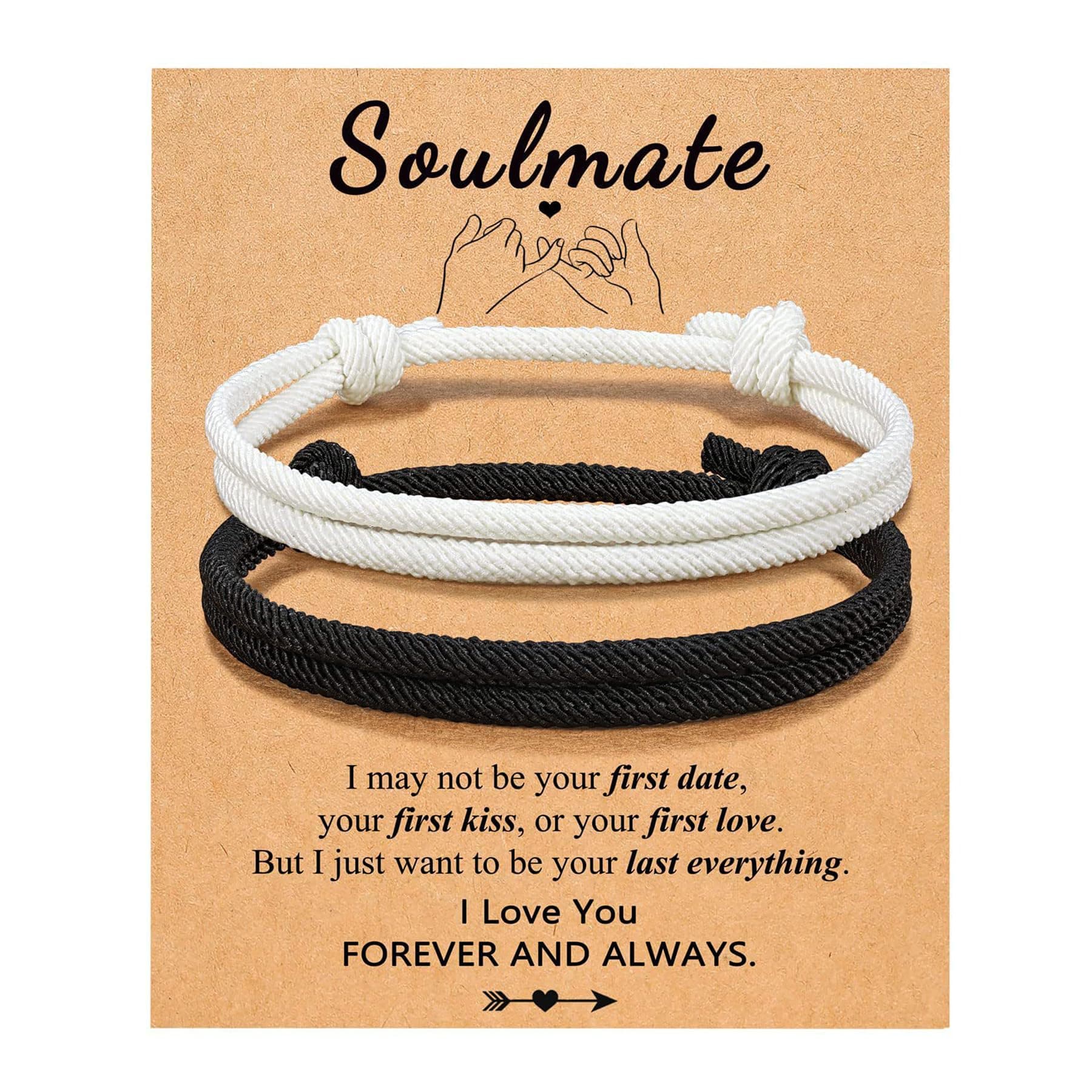 RINHOO FRIENDSHIPCouples Adjustable Rope Bracelets Braided Rope Bracelets Anniversary Valentines Day Birthday Christmas Gift for Him and Her