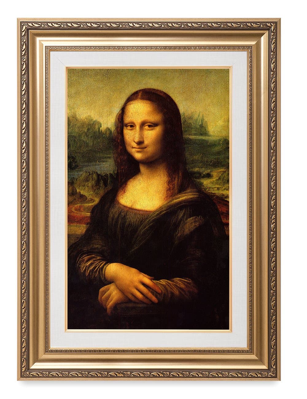 Mona Lisa by Leonardo DaVinci. The World Classic Art Reproductions. Giclee Print& Museum Quality Framed Art for Wall Decor. Canvas Print Size: 20x30in Total Framed Size: 26x36