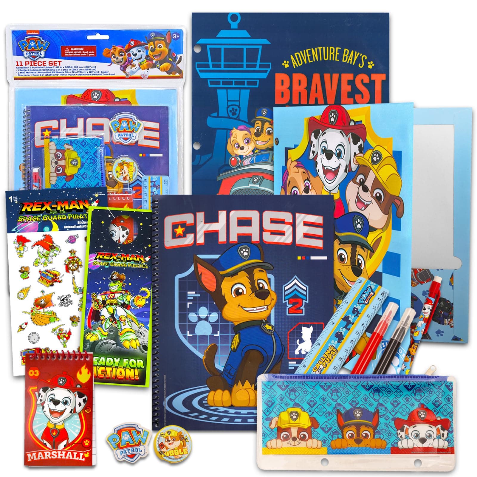 Paw Patrol Giant All You Need for School Stationery Gifts Set - Pencils Case Notebook Eraser Ruler, Back to The Pre School Kindergarten Education Goodies Supplies Materials Birthday for Kids Boys