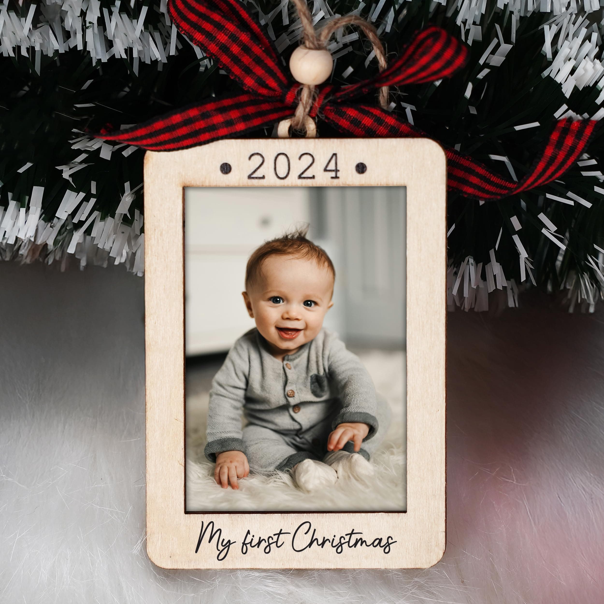 Baby's First Christmas Ornament 2024, Baby First Christmas Picture Frame Ornament, 2x3 Picture Frame Wooden Ornament, Babys First Christmas Ornament 2024 Girl, Boy, My First Christmas Ornament 2024