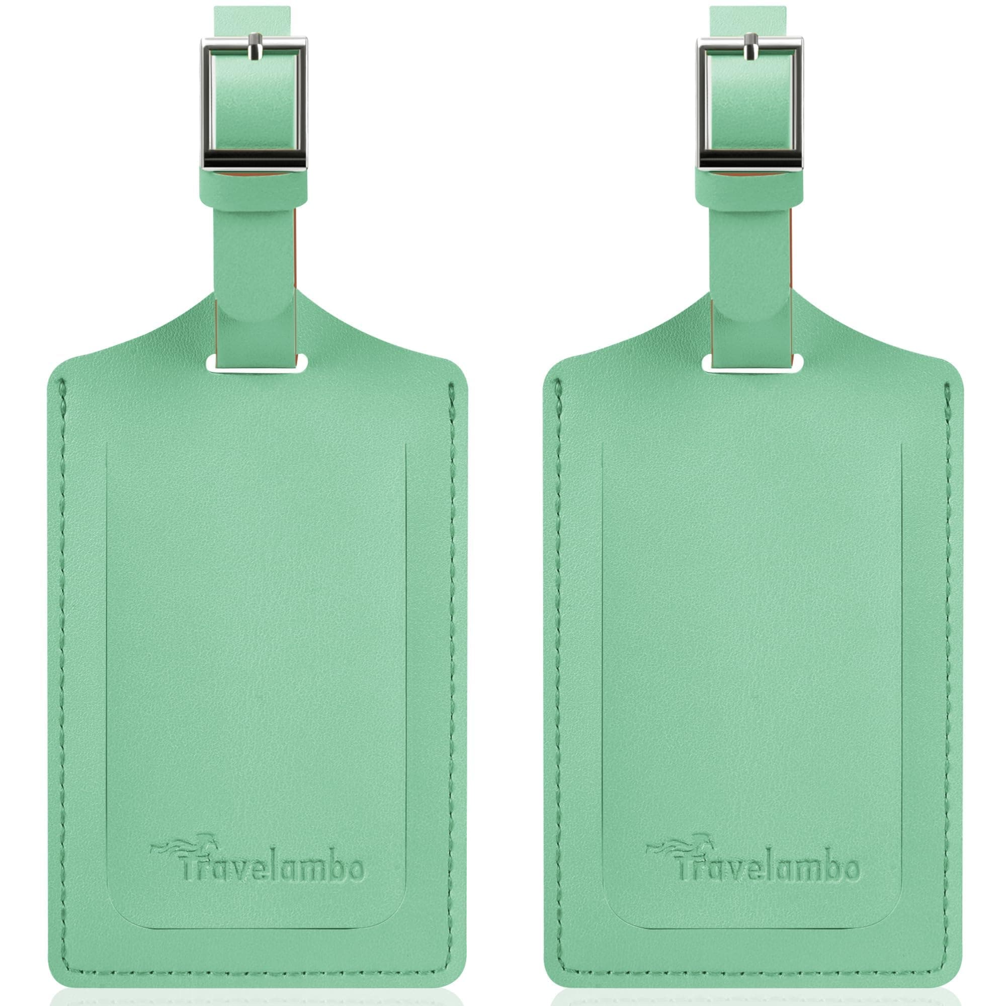Travelambo Leather Luggage Bag Tags (Lotus Green)