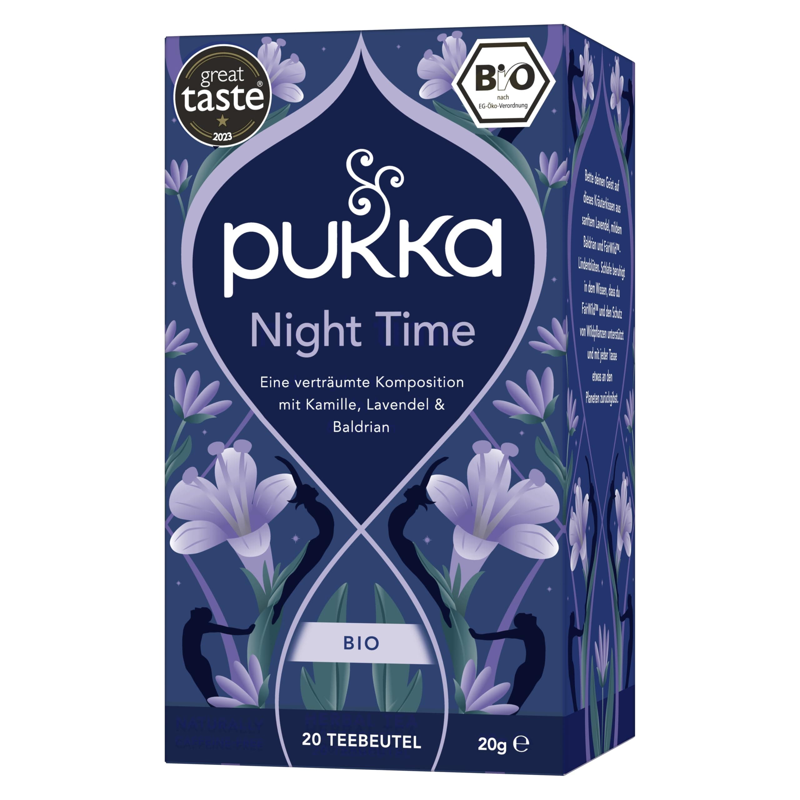 Pukka Herbal Teas Night Time Organic Oat Flower Lavender and Lime Flower Tea, 20g 20 Count