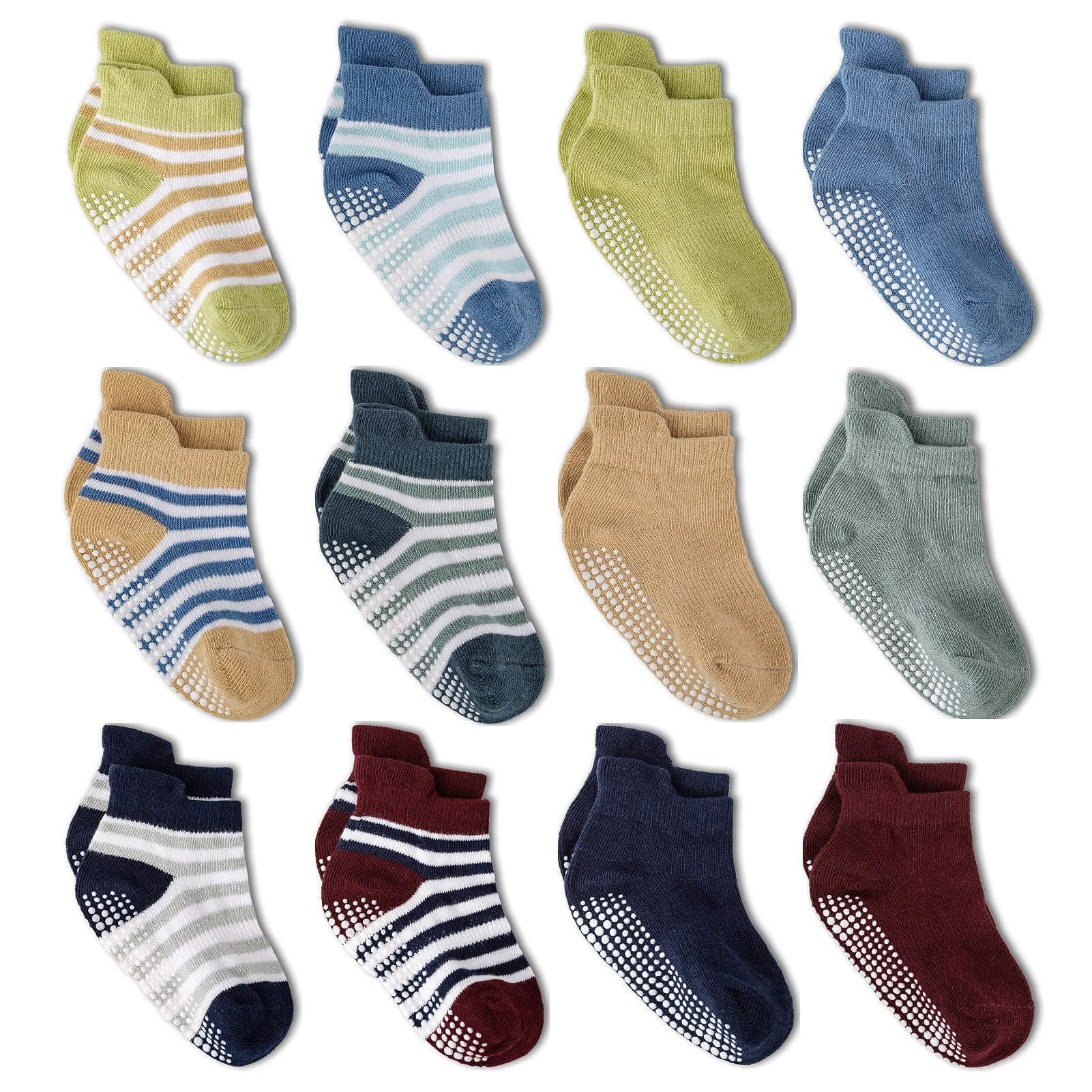 ZAPLESBaby Non Slip Grip Ankle Socks with Non Skid Soles for Infants Toddlers Kids Boys Girls