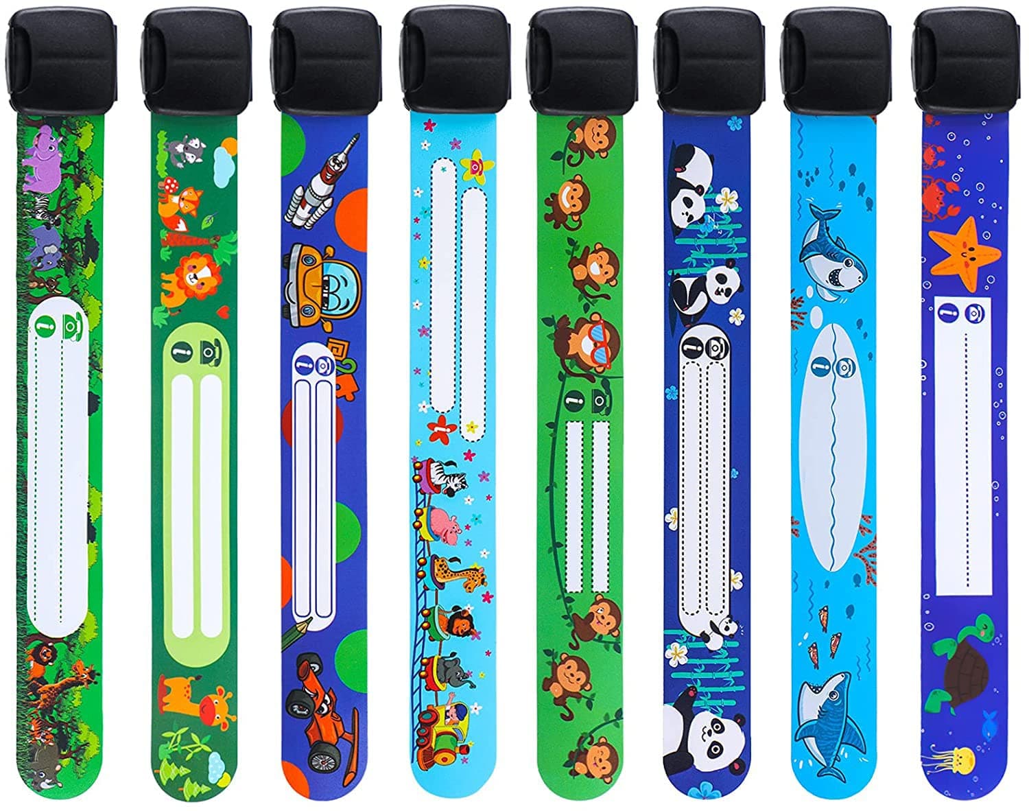 SYOSI 16 Pieces Children Safety ID Wristband Reusable Identification Bracelet Adjustable Waterproof ID Bands for Boys and Girls, (Cool Style) 8 Styles