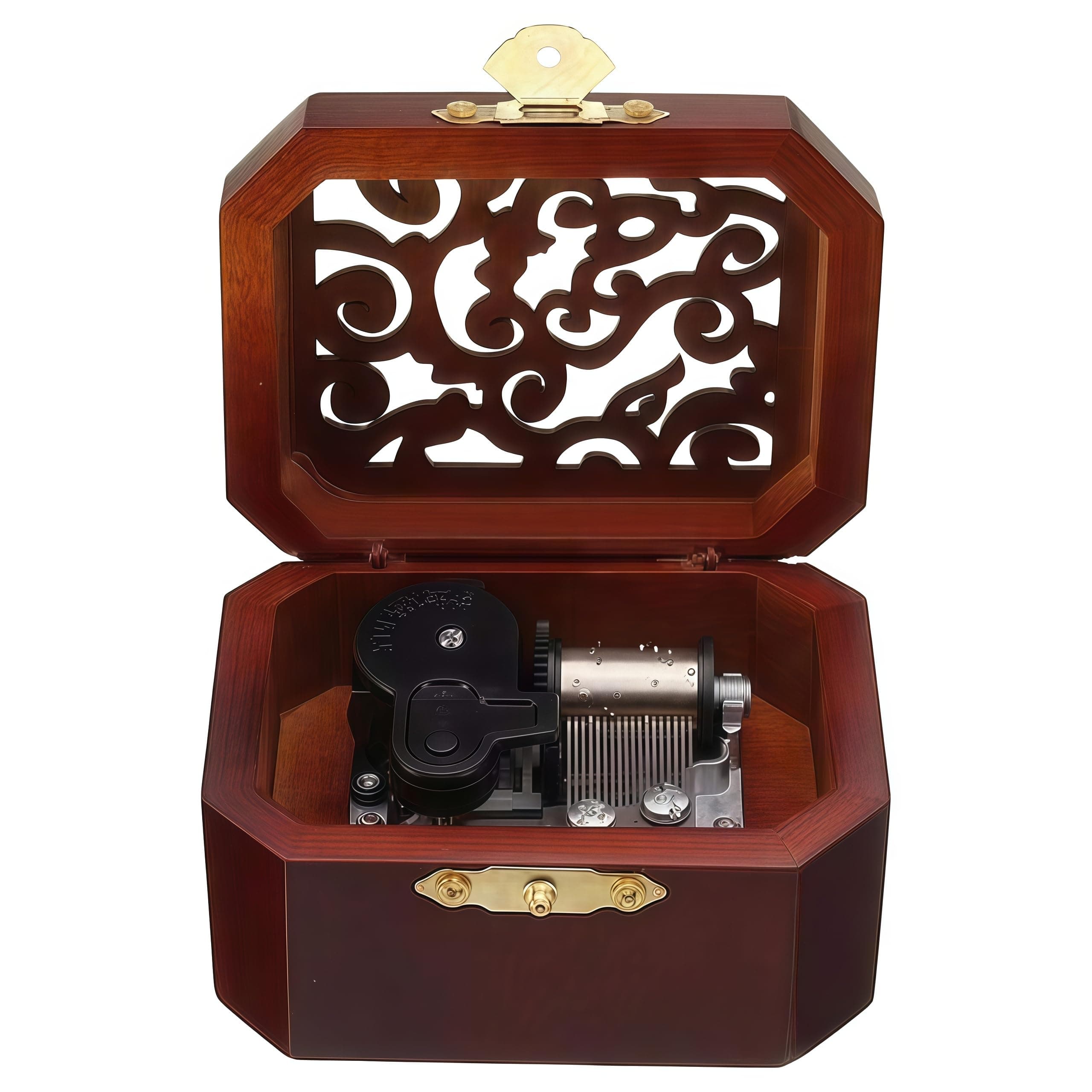 Mini Hollow Antique Carved Music Box Wind Up Wooden Musical Box Toy - Hedwig's Theme Valentine's Day Gift Present