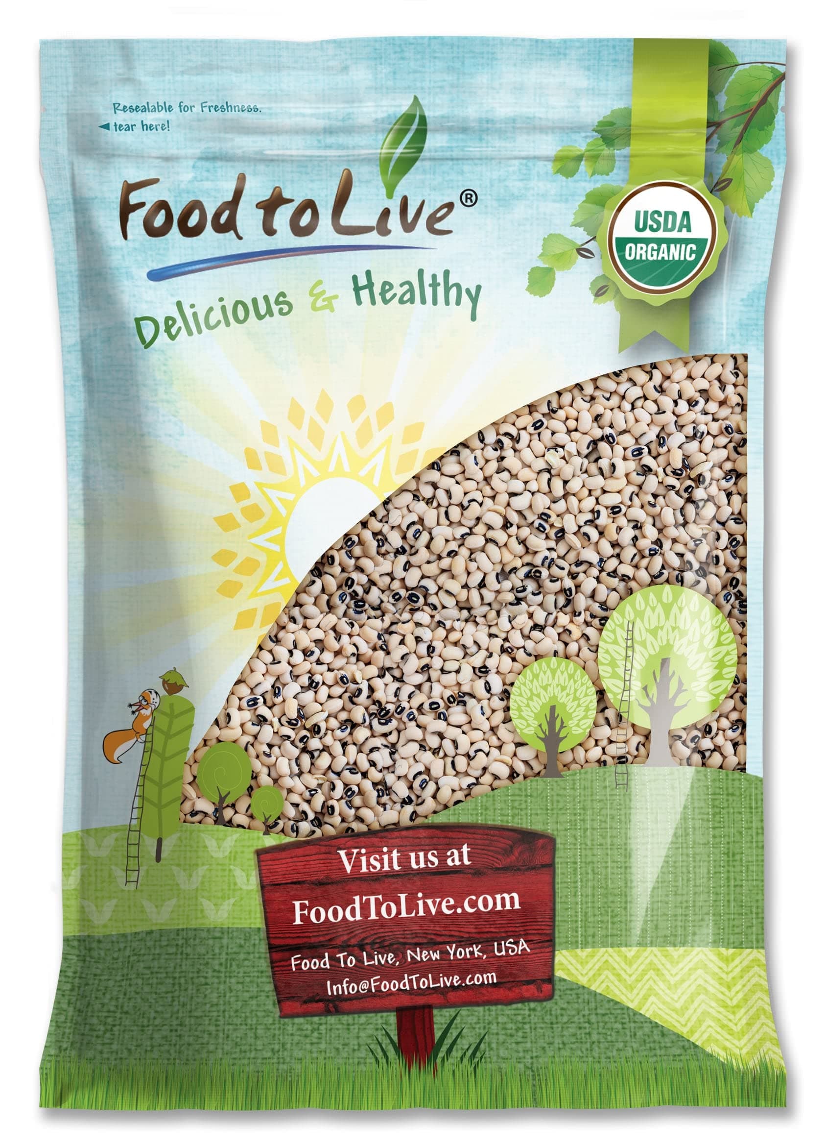 Food to Live Organic Black-Eyed Peas, 10 Pounds – Raw Dried Cow Peas, Non-GMO, Bulk Beans, Product of the USA
