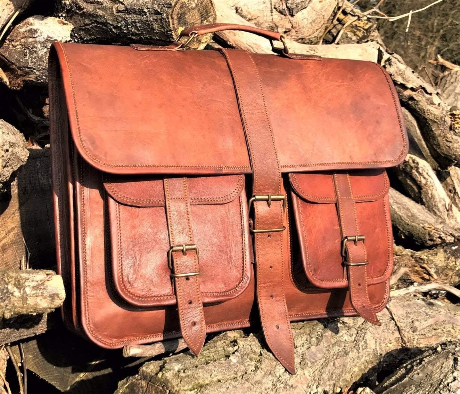 Details about Leather Men's Laptop Messenger Bag Crossbody Business Briefcase Shoulder Bag