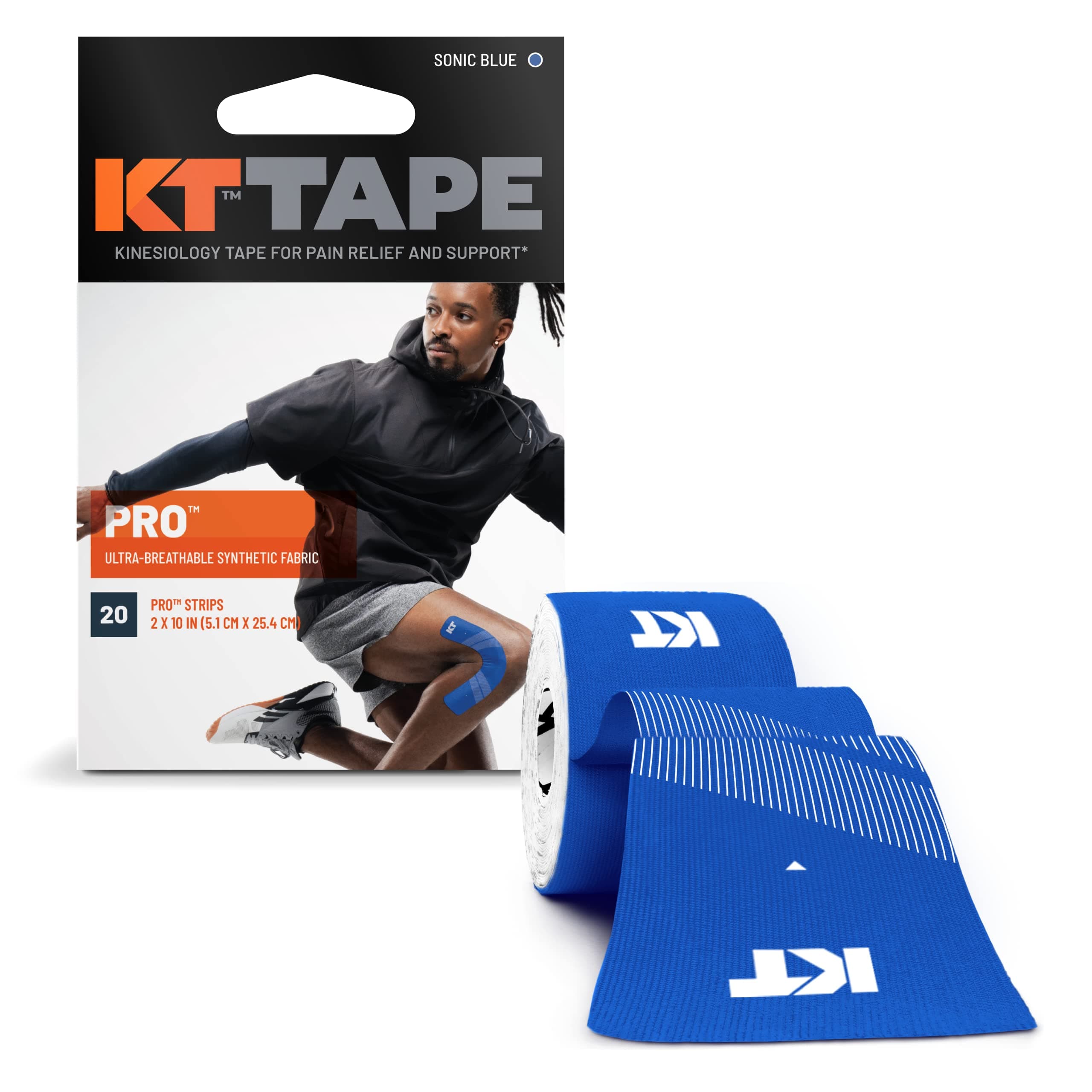 KT Tape Pro Synthetic Kinesiology Therapeutic Sports Tape, 20 Precut, 10” Strips