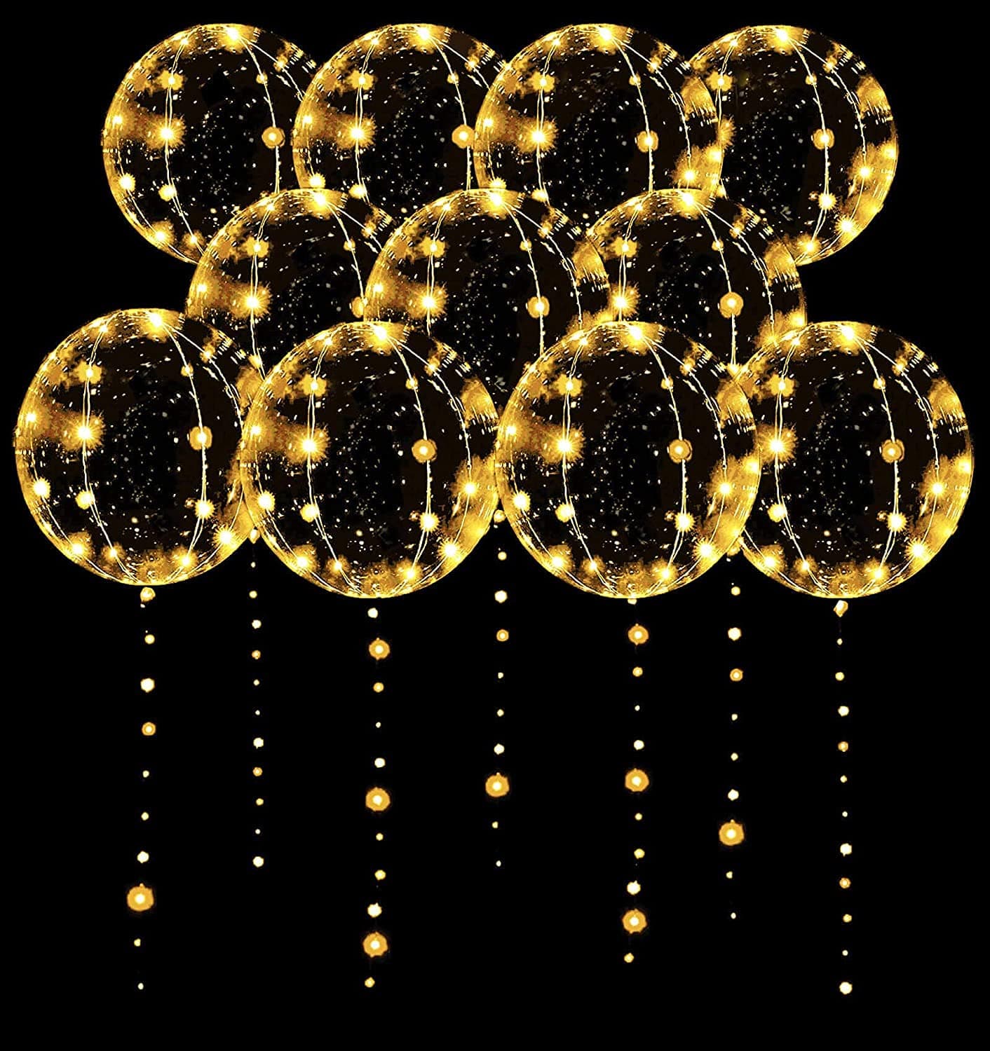 Light Up Balloons, 10 Packs 20 Inches Led Bobo Balloons with 10ft Lights for Valentines Day Wedding Christmas Birthday Party Decoration