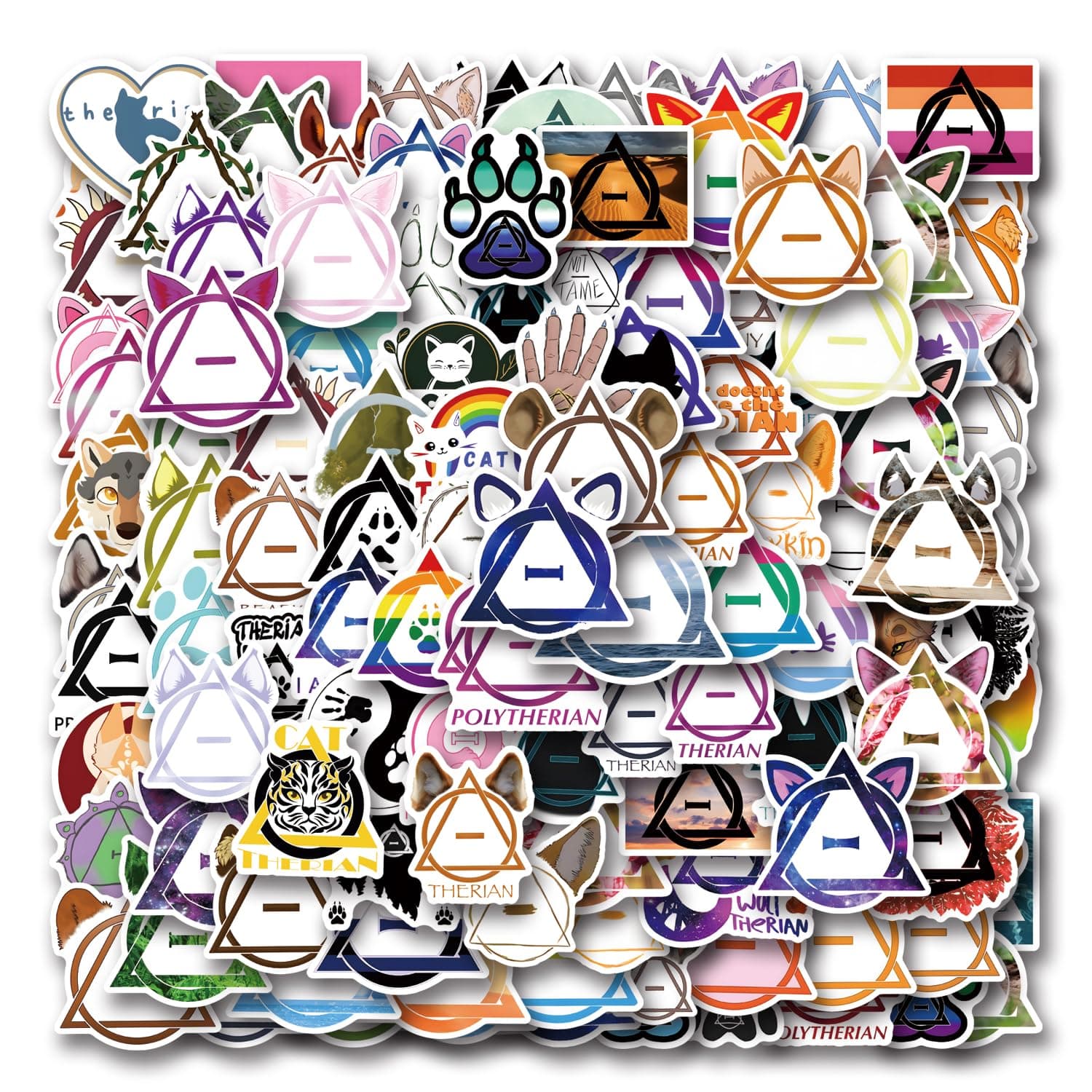 114 pcs Therian Stickers, Cool Colorful Waterproof Animals Stickers for Teens Kids Adults,Cute Aesthetic Cartoon Vinyl Animal Kawaii Stickers Pack for Water Bottles,Laptop,Phone,Skateboard,Bicycle