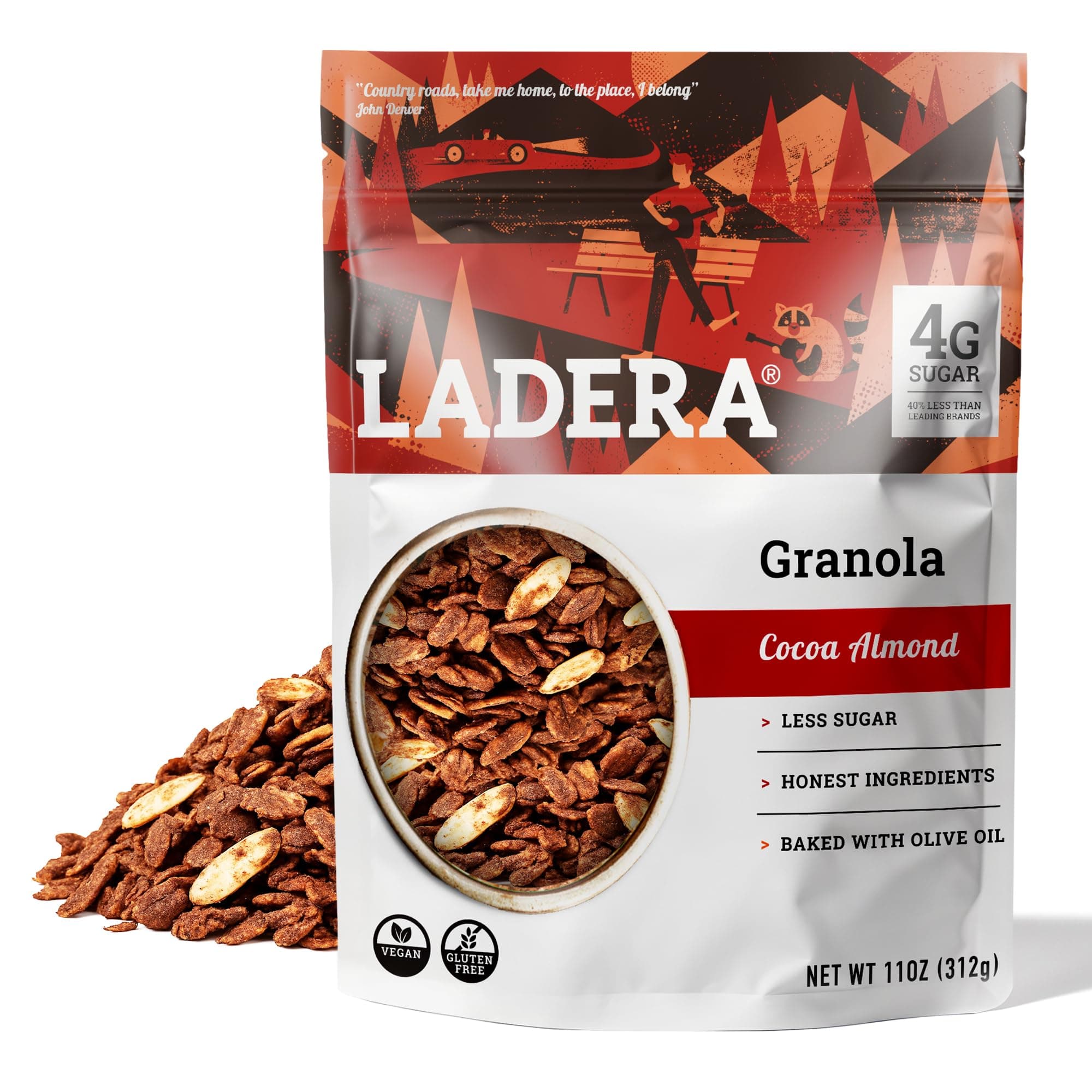 Cocoa Almond Granola - Low Sugar Chocolate Breakfast Cereal, Gluten Free & Vegan, Honest Ingredients, 11 OZ