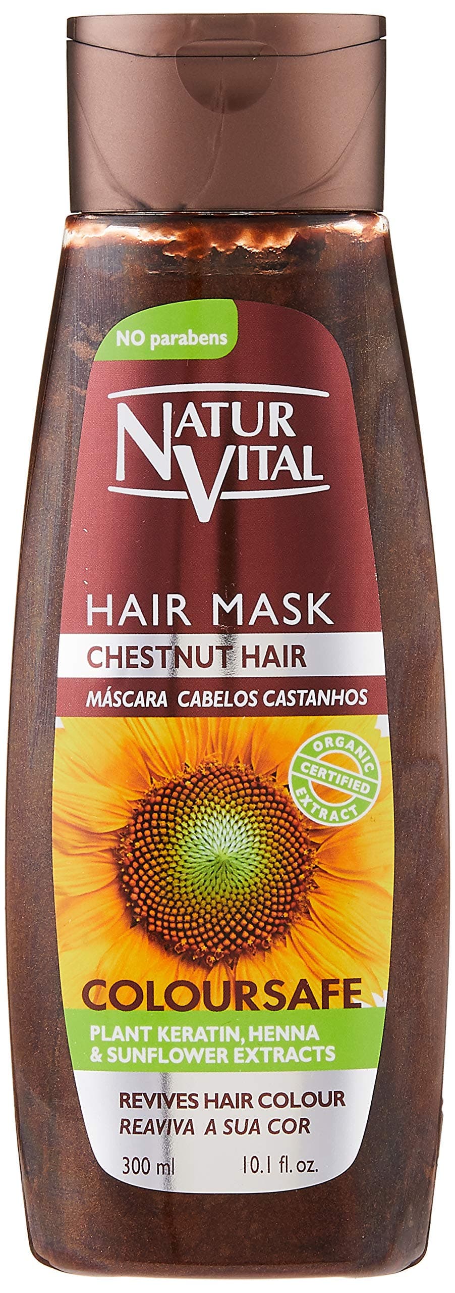 NaturVitalColouring Hair Mask - Repairs and Colours - 300 Ml/Natural & Organic. (Chestnut Hair)