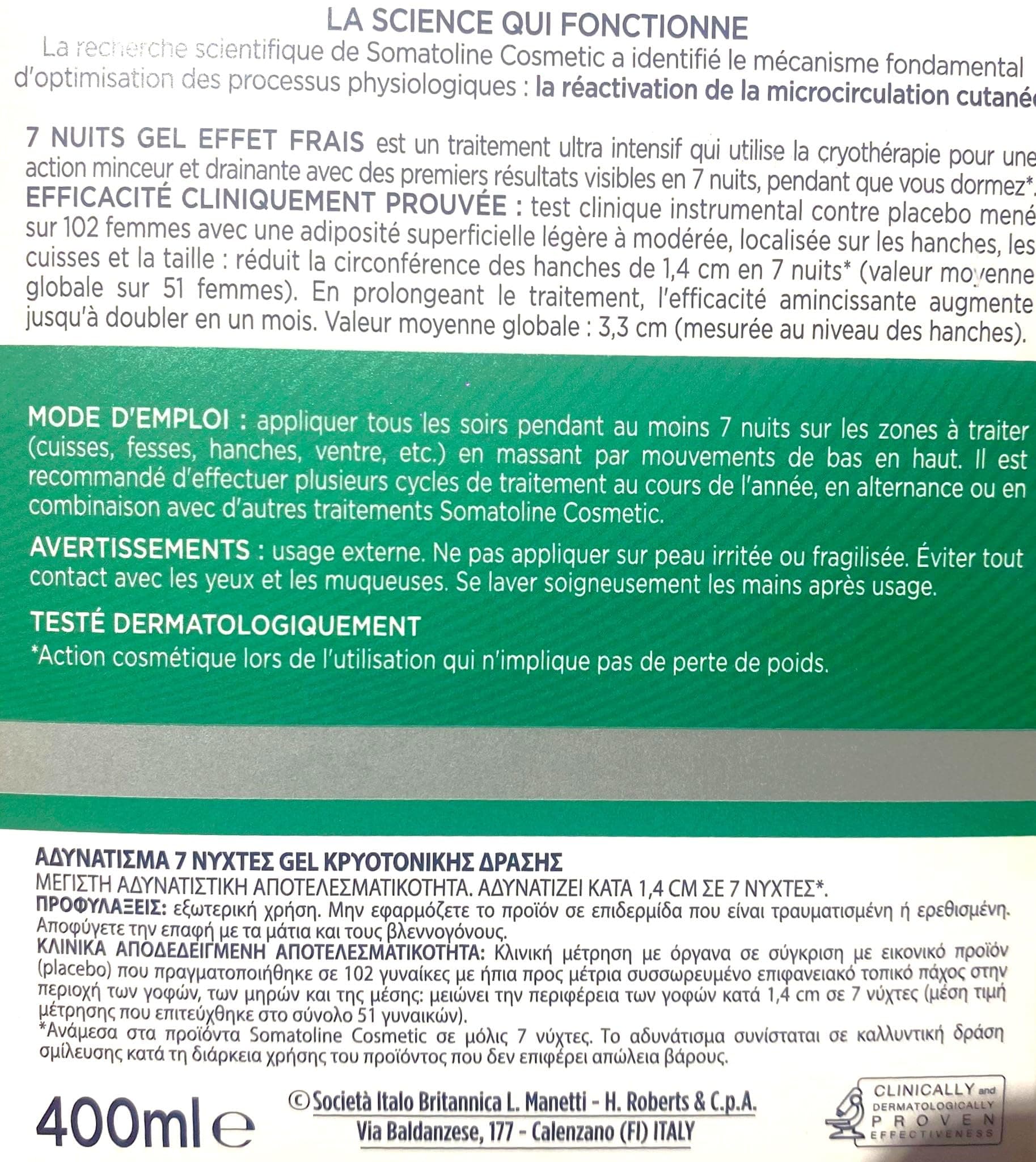 Cosmetic Slimming Fresh Gel 7 Nights Ultra Intensive 13.5 Oz