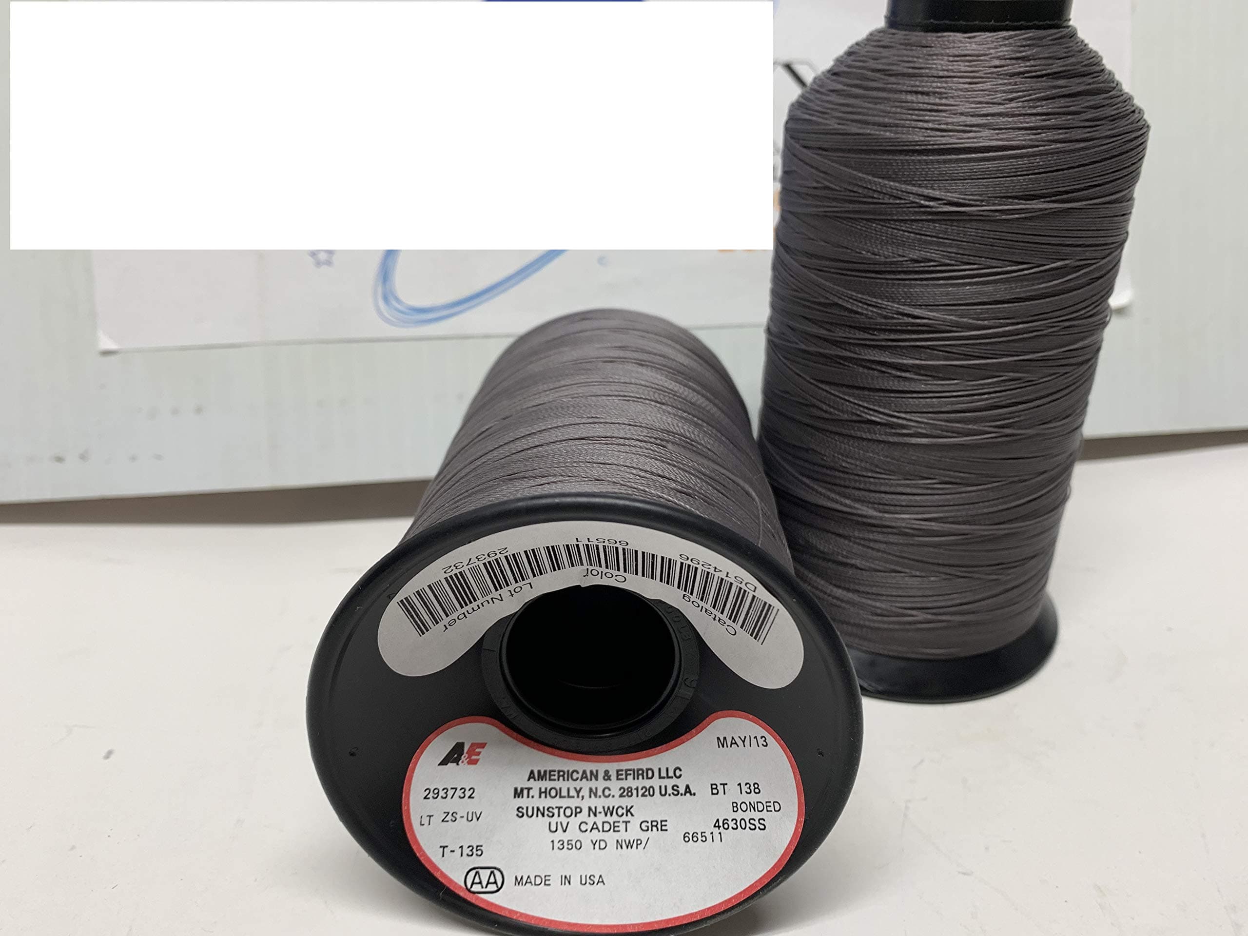 A&E Outdoor Thread Tex 135 SUNSTOP Bonded Polyester Gray Color # 66511~8oz 1350Y Free with One Piece Galaxy Supply 5" Seam Ripper.