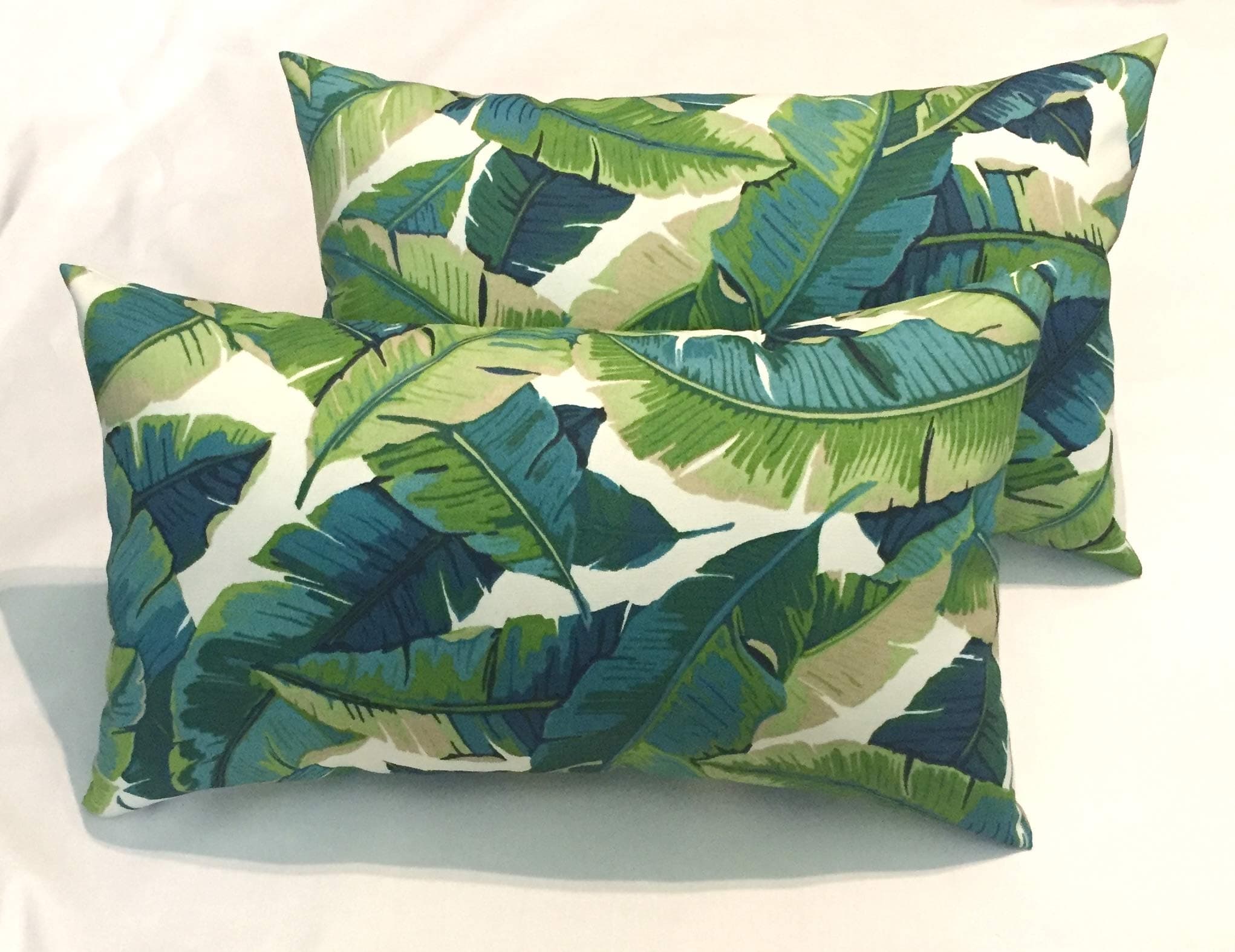 RSH Decor: Lumbar Throw Pillows Set of 2 | 20” x 12" | All-Weather Spun Fabric | Water and Fade-Resistant | Outdoor Support Pillows for Patio Furniture | Balmoral Opal