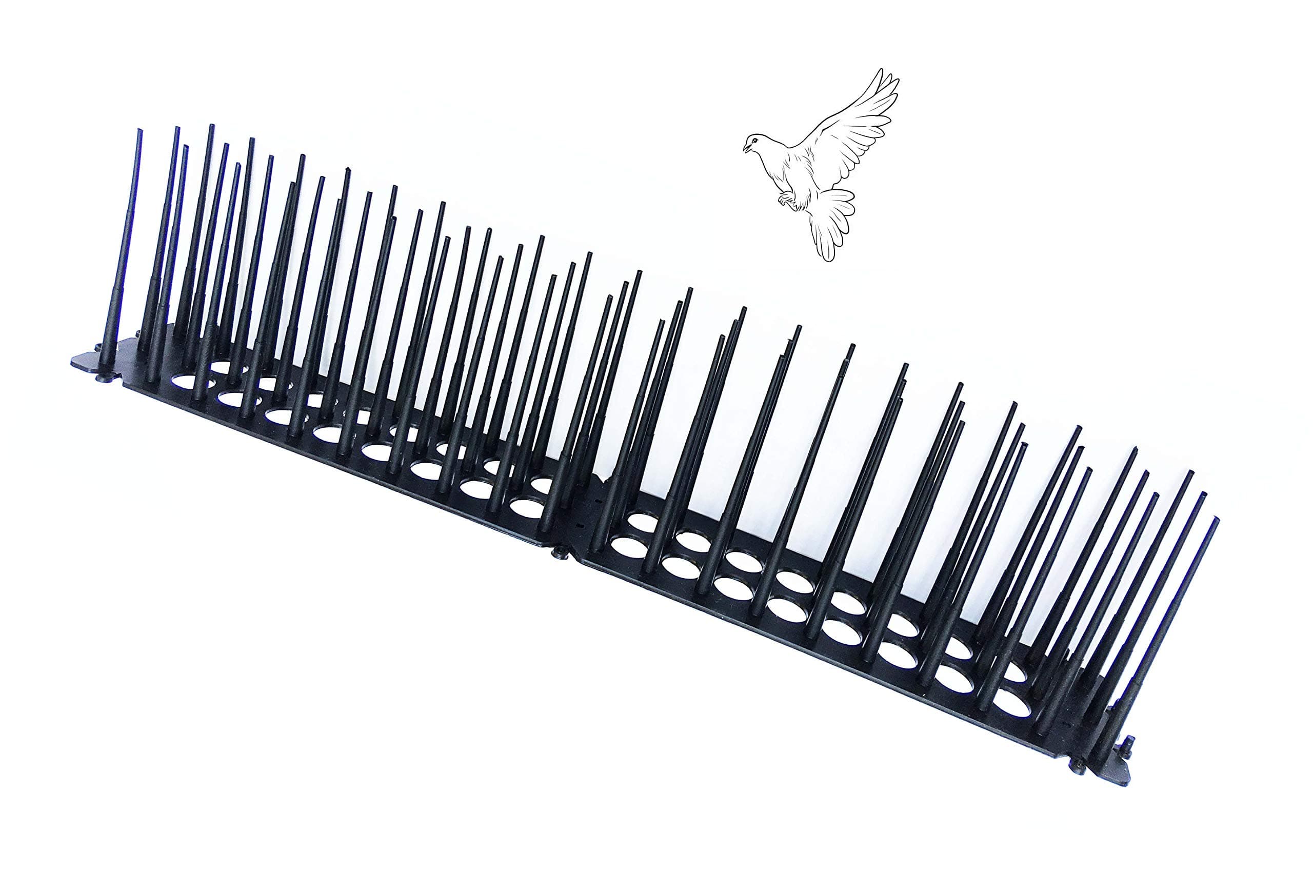 Yostopper High Bird Spikes Cat Repellent Fence for Anti-Climbing Security on Wall Window Railing Length 17.3 Inches, Spike Height 3.93 Inches, Set of 2, Black