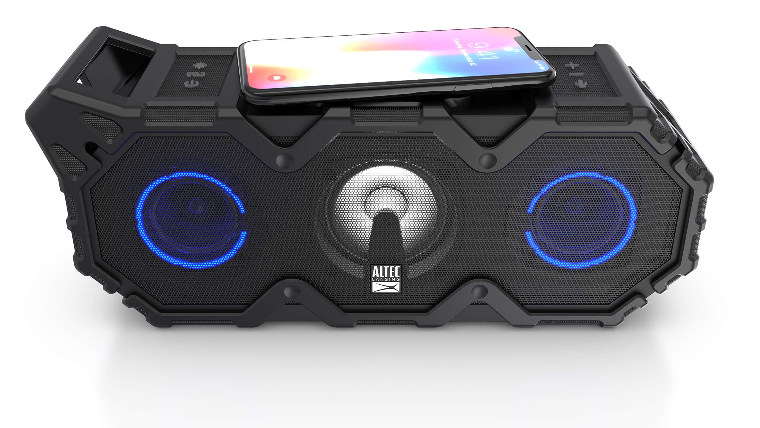 Altec Lansing Super LifeJacket Jolt - Waterproof Bluetooth Speaker, Durable & Portable with Qi Wireless Charging and Customizable Lights, Wireless Speaker for Travel & Outdoor Use