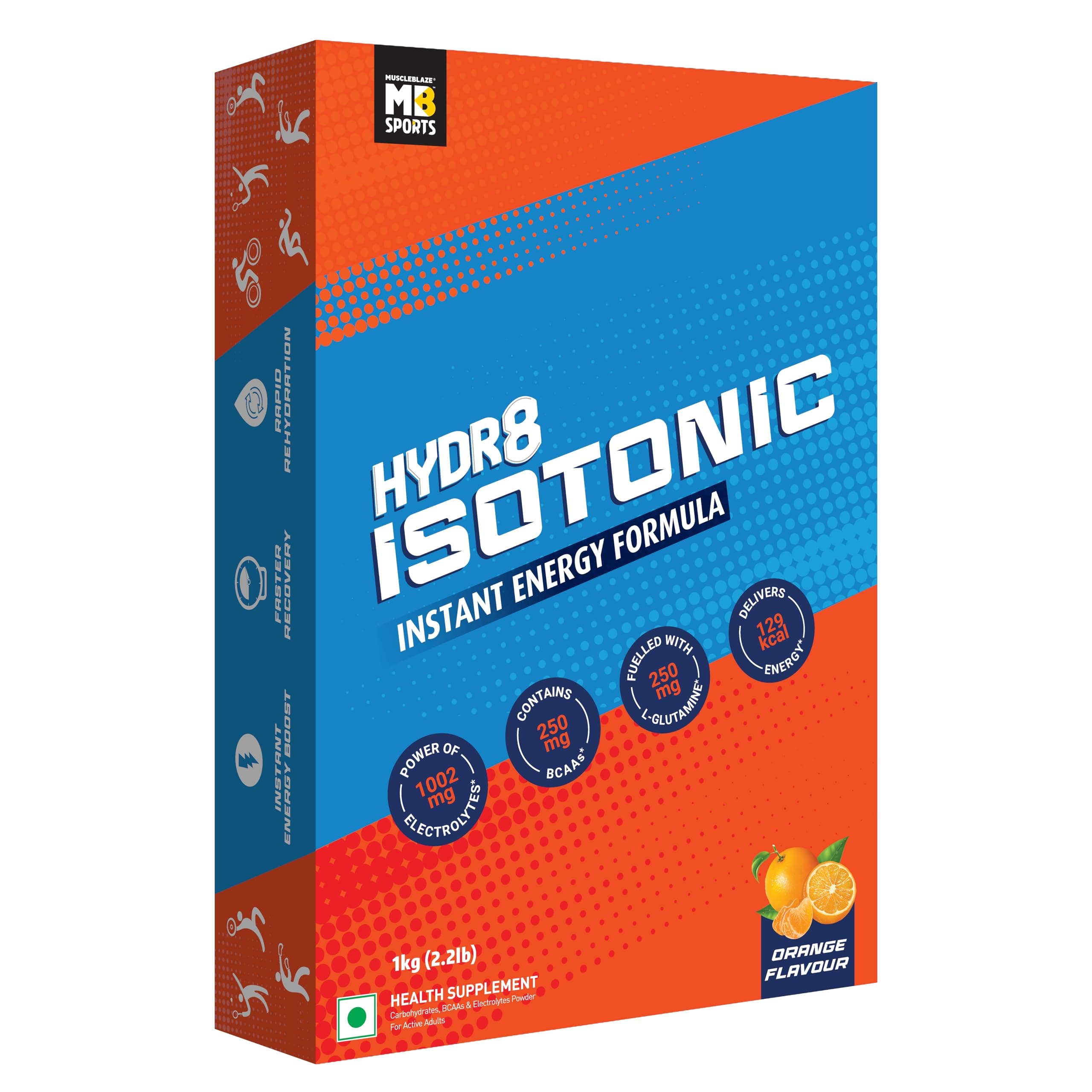 Fuel One Sports Hydr8 Isotonic Instant Energy Formula (Orange, 1kg) | For Rapid Rehydration