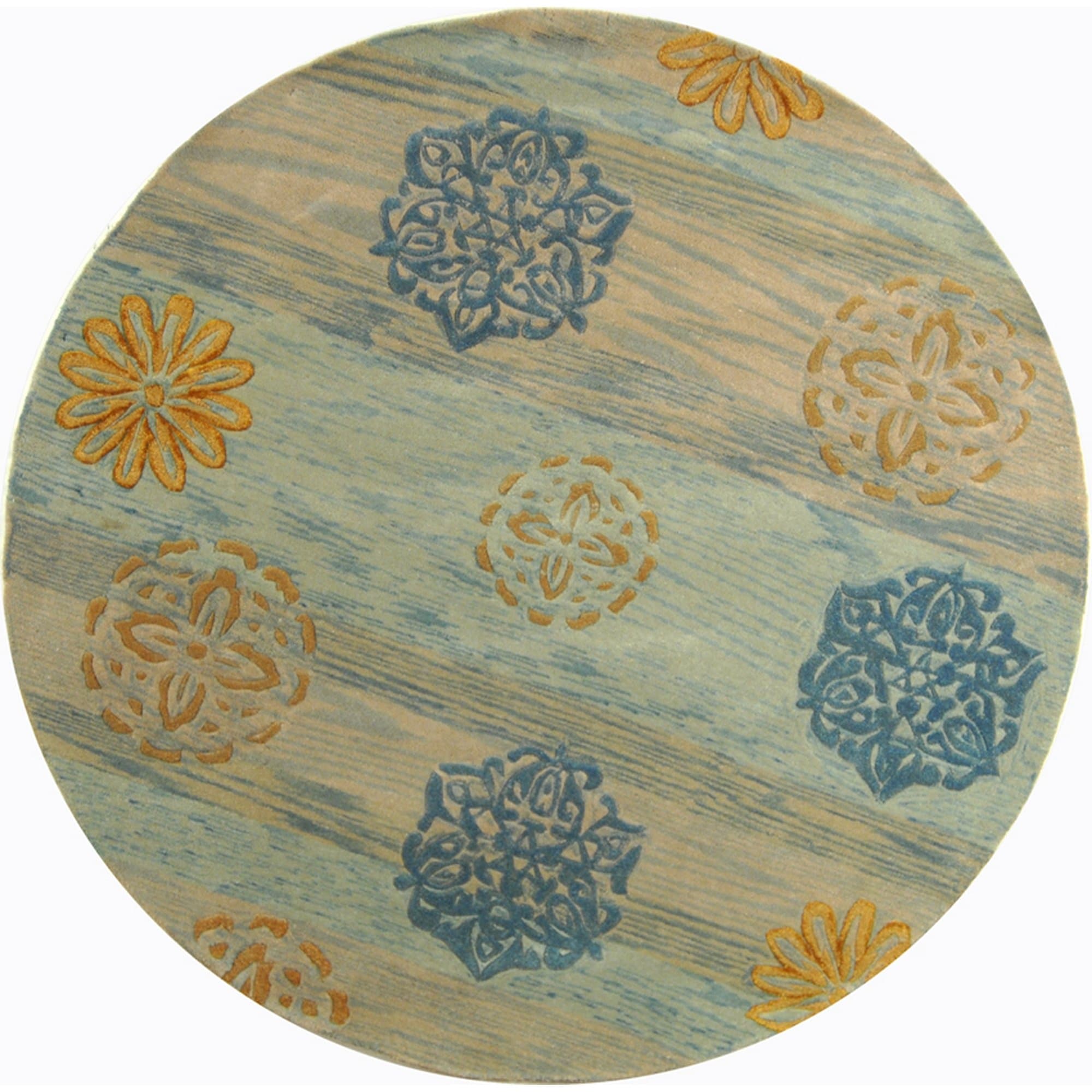 Safavieh Rodeo Drive Collection RD843B Handmade Mid-Century Modern Abstract Wool Area Rug, 7'9" x 7'9" Round, Black / Grey