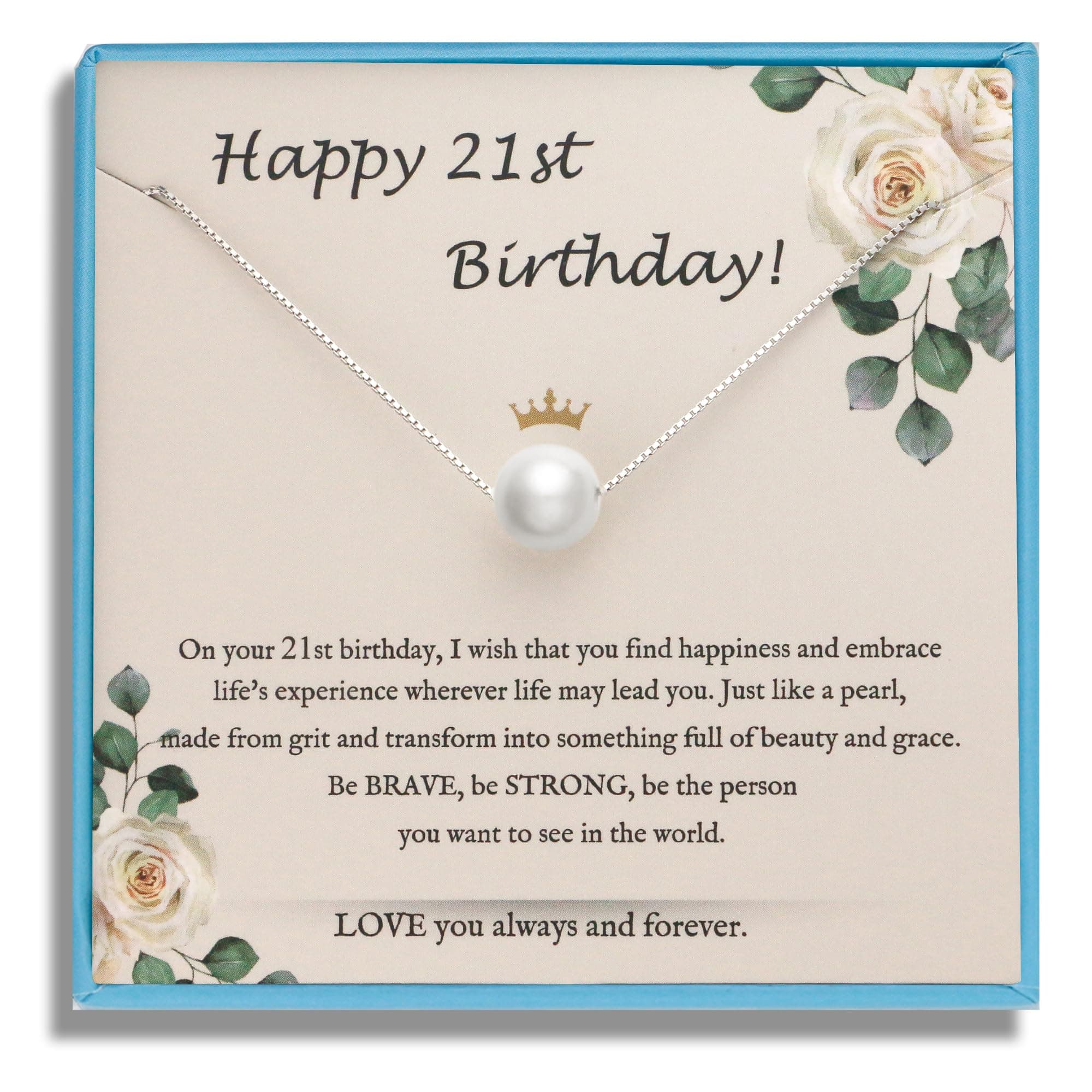 Sterling Silver Birthday Gifts for Girls Women, Pearl Necklace as 7 9 10 11 13 15 16 18 21 30 40 50 60 Year Old Birthday Gifts, Single Pearl Necklace as Bday Gifts for Friends