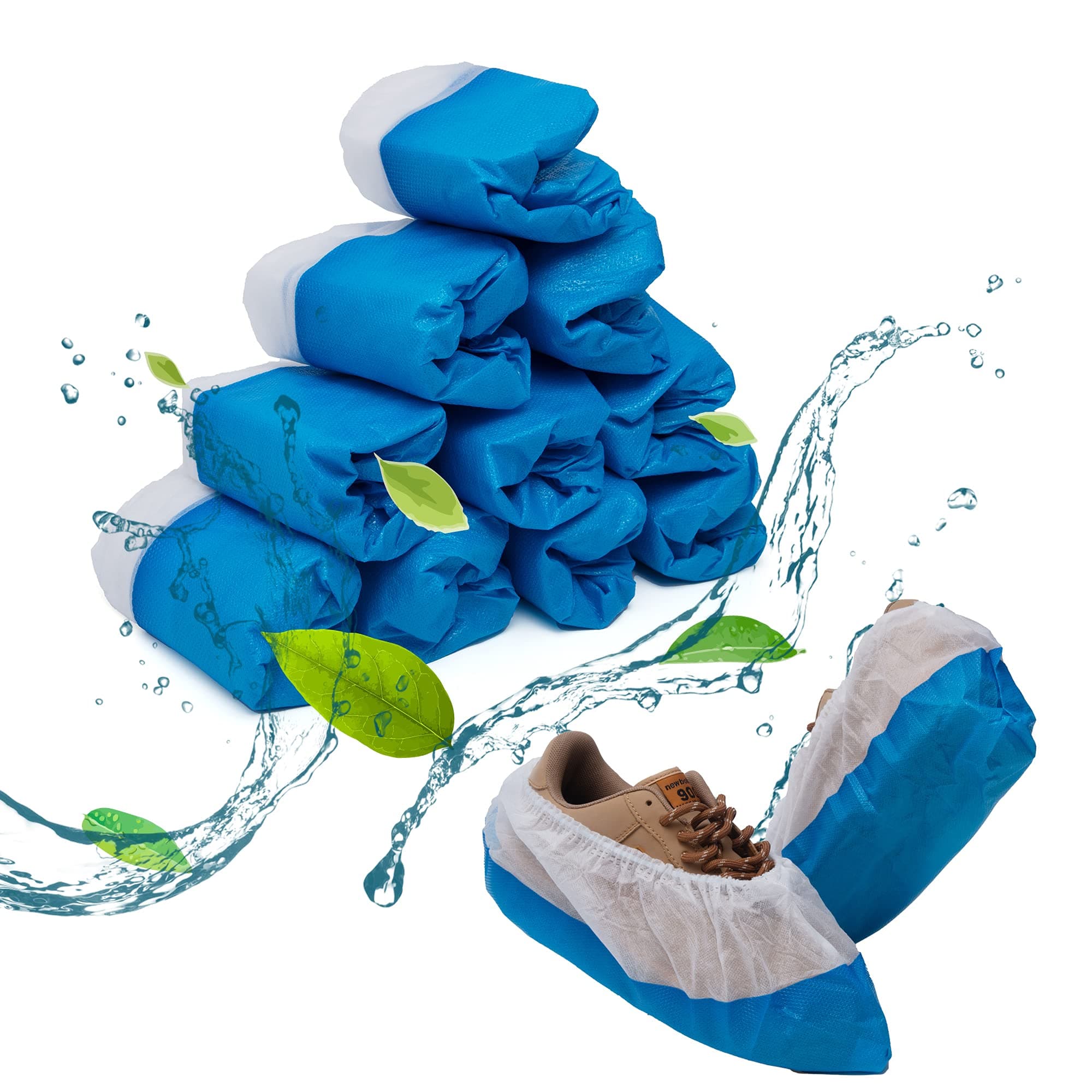 NoDirt Ultra Premium Disposable Boot & Shoe Covers - Waterproof, Skid-Proof Bottom - One Size Fits All Up to XL (50 Count)