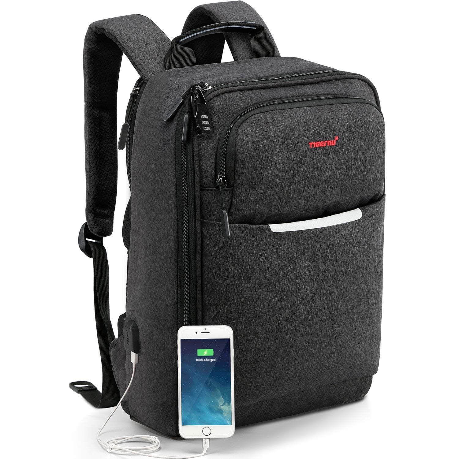 KUPRINE Travel Durable Laptop Backpack,Business Anti Theft Slim Laptops Backpack Gift for Men Women with USB Charging Port,Water Resistant College School Bookbag Computer Bag Fits 15.6 Inch Laptop