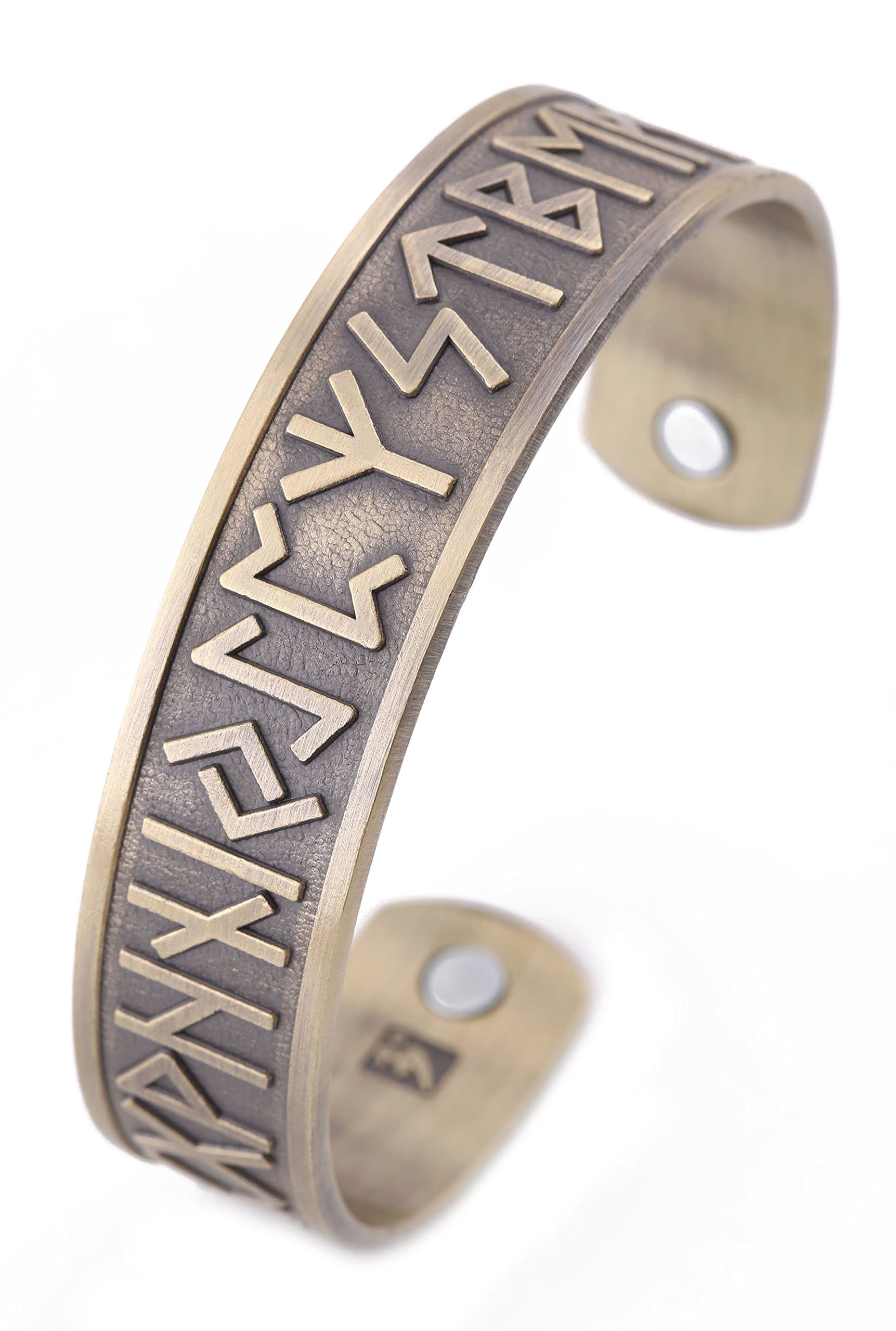 EUEAVAN Magnetic Care Viking 24 Amulet Runes Cuff Bracelet for Easing Fatigue,Blood Circulation (Antique Bronze)