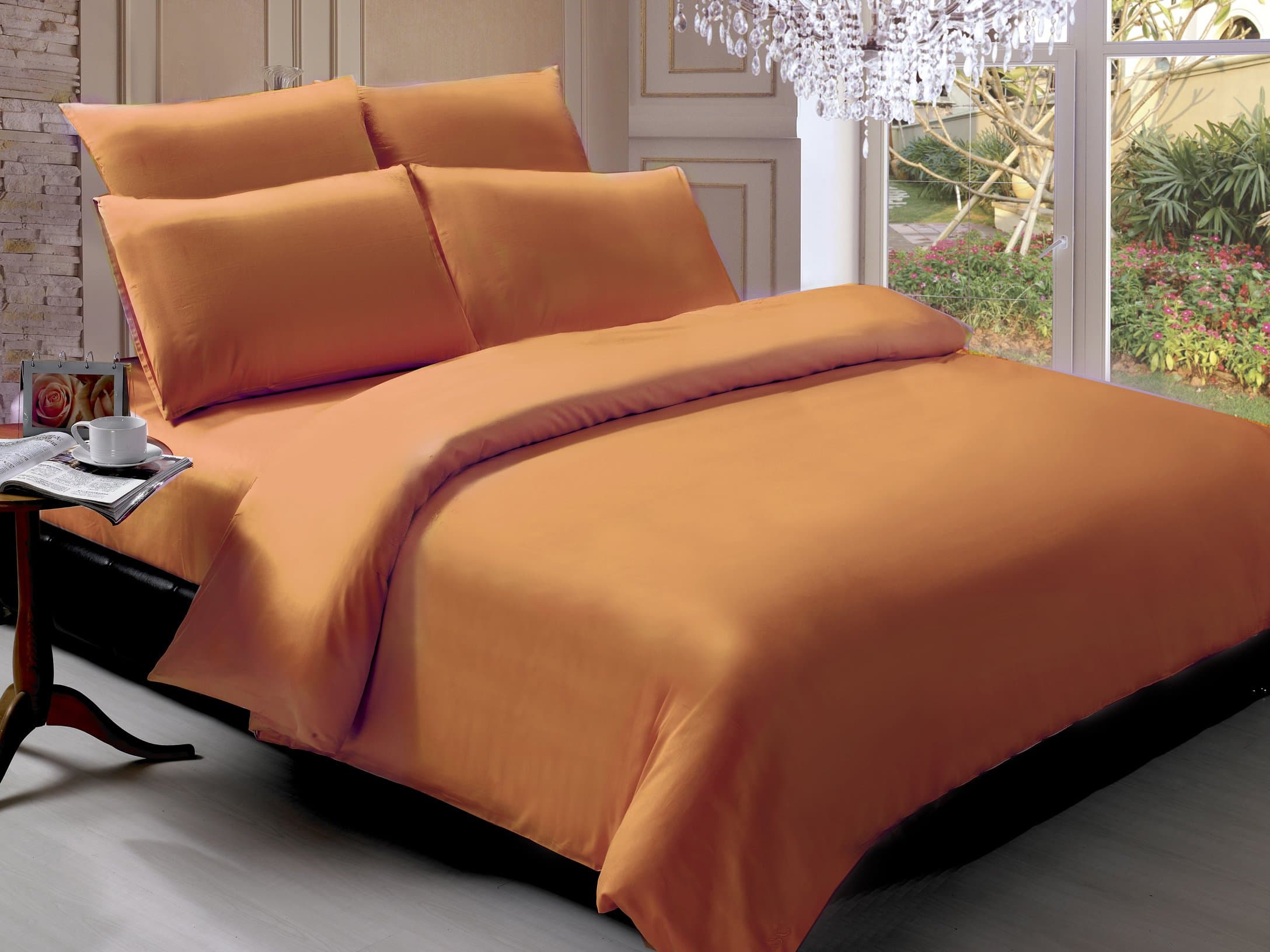 HomeAccess¨ 1500 Thread Count Deep Pocket Bed Sheet Set 4 Pieces, Queen, Orange