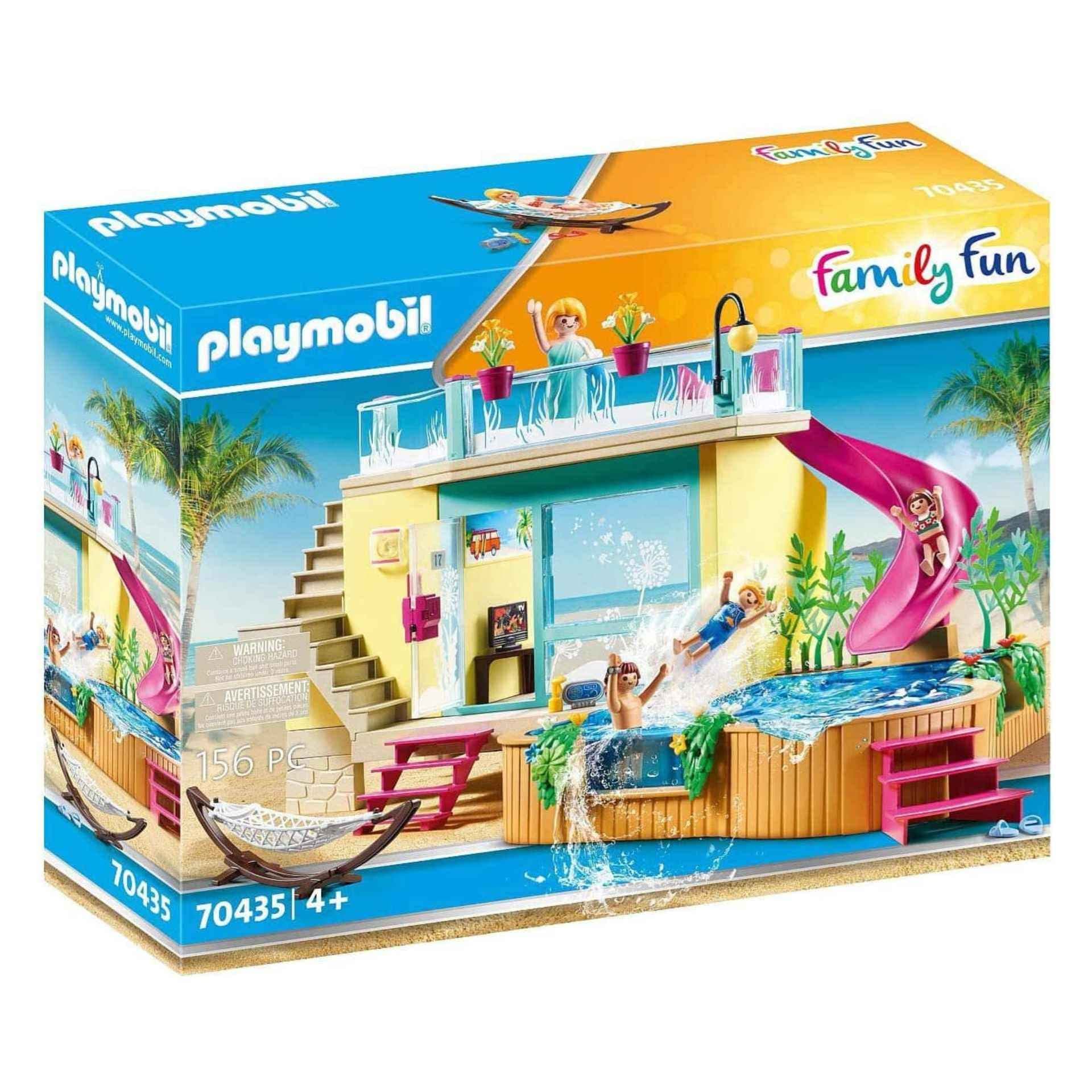 Playmobil 70435 Family Fun Beach Hotel Bungalow with Pool, for Children Ages 4+, Fun Imaginative Role-Play, PlaySets Suitable for Children Ages 4+