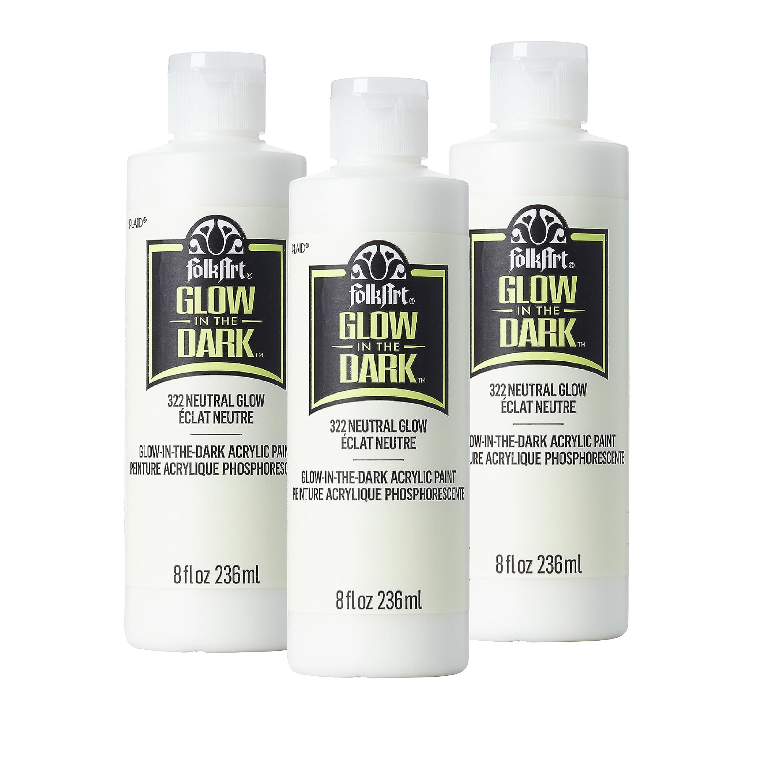322E Glow in the Dark Paint, 8 oz, Neutral- (Pack of 3)
