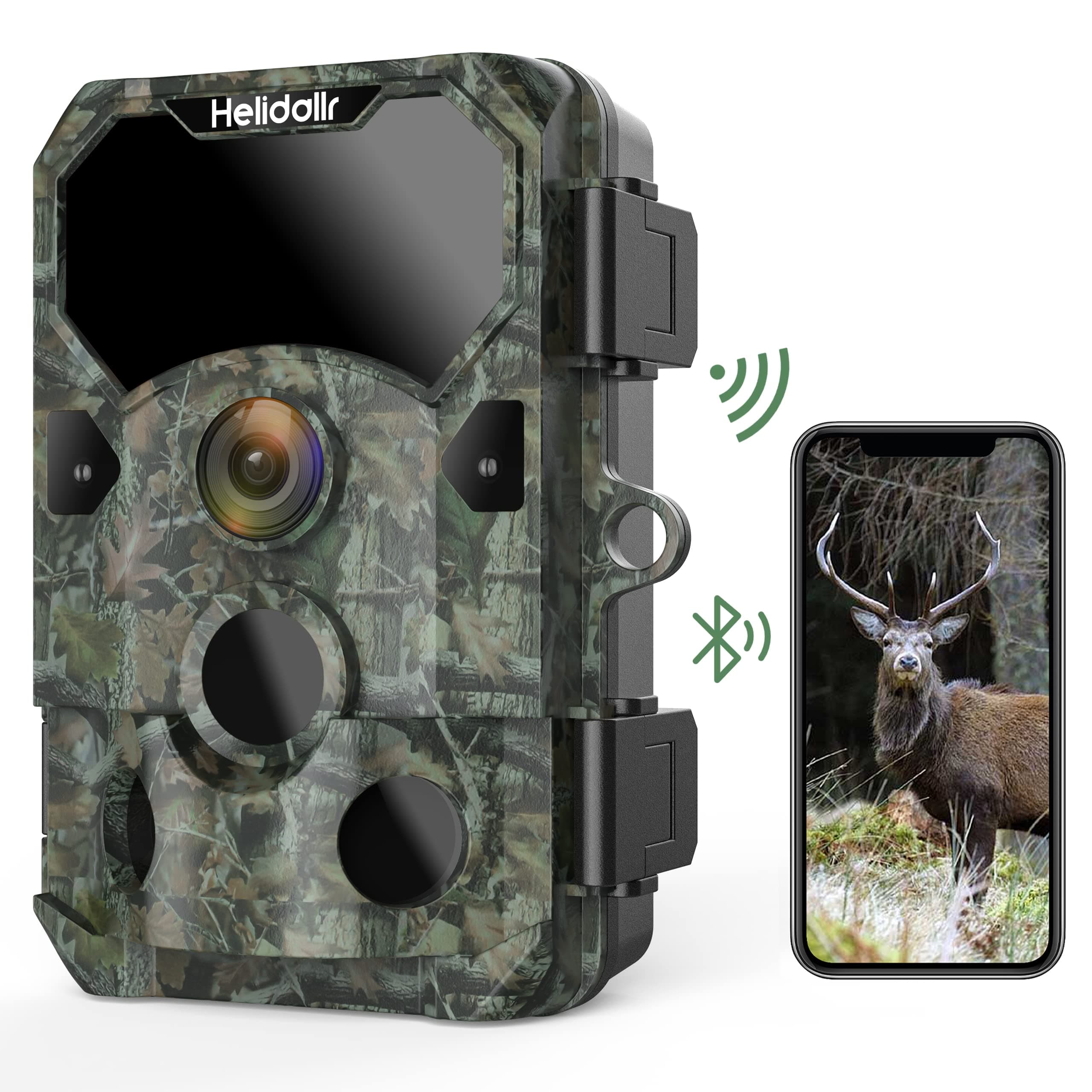 Helidallr 4K 30MP WiFi Trail Camera, Game Cameras with HD Clear Night Vision Motion Activated Waterproof, Hunting Camera with 120°Angle, 0.1S Trigger, Trail Cams for Outdoor Wildlife Monitoring