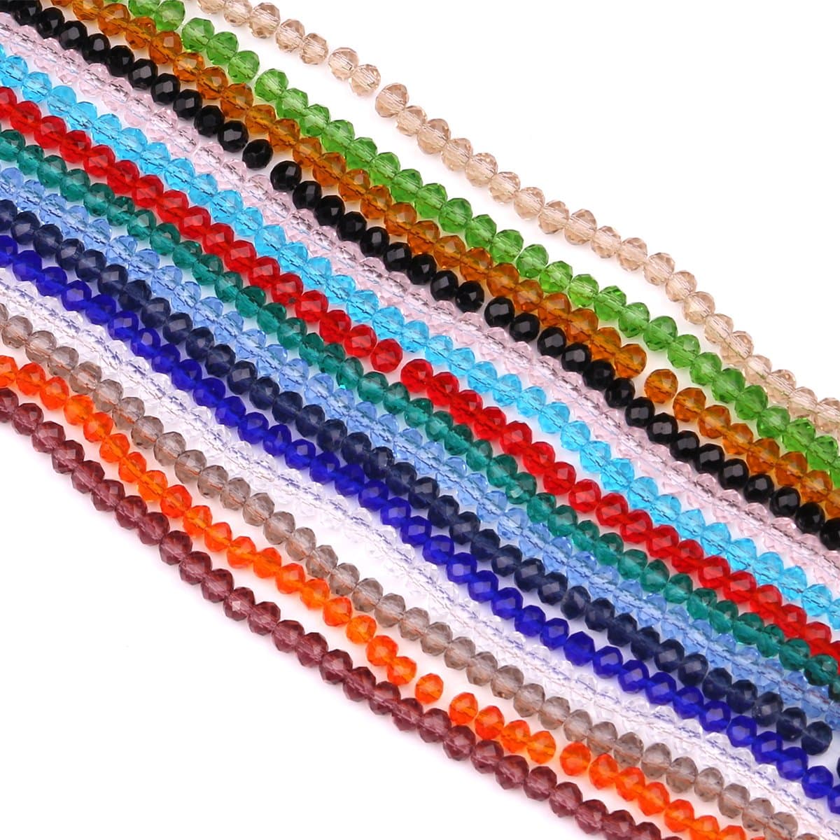 YUANZHIRUNWholesale Facetd Glass Crystal Beads Strand 15 Colors 2100pcs 4MM Briolette Rondelle Crystal Beads Spacer for Jewelry Making