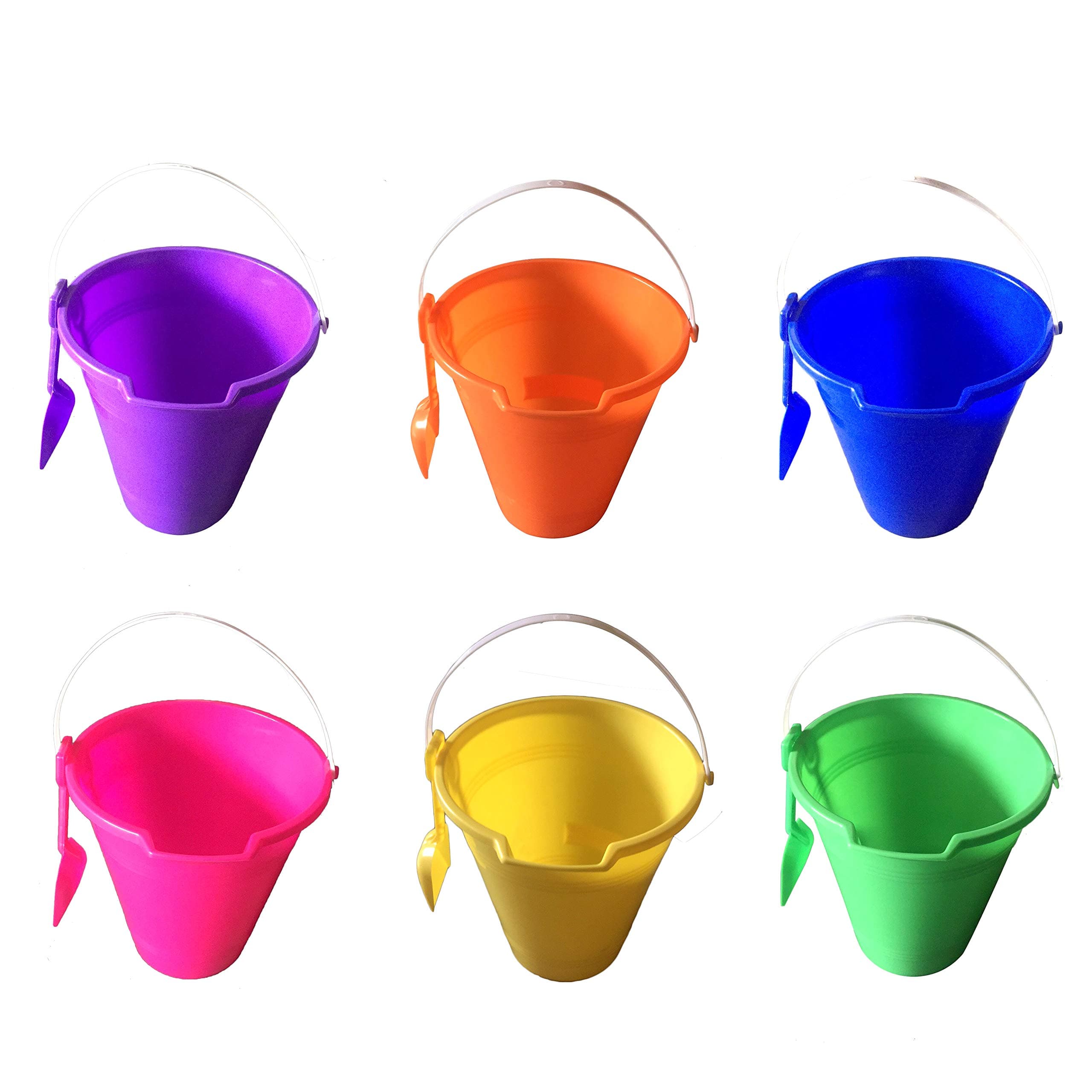 Set of 6 Beach Bucket and Spade Sets - Assorted Colours - Perfect for Beach, Park or Garden, Sand Pit, and Water & Sand Table and More.