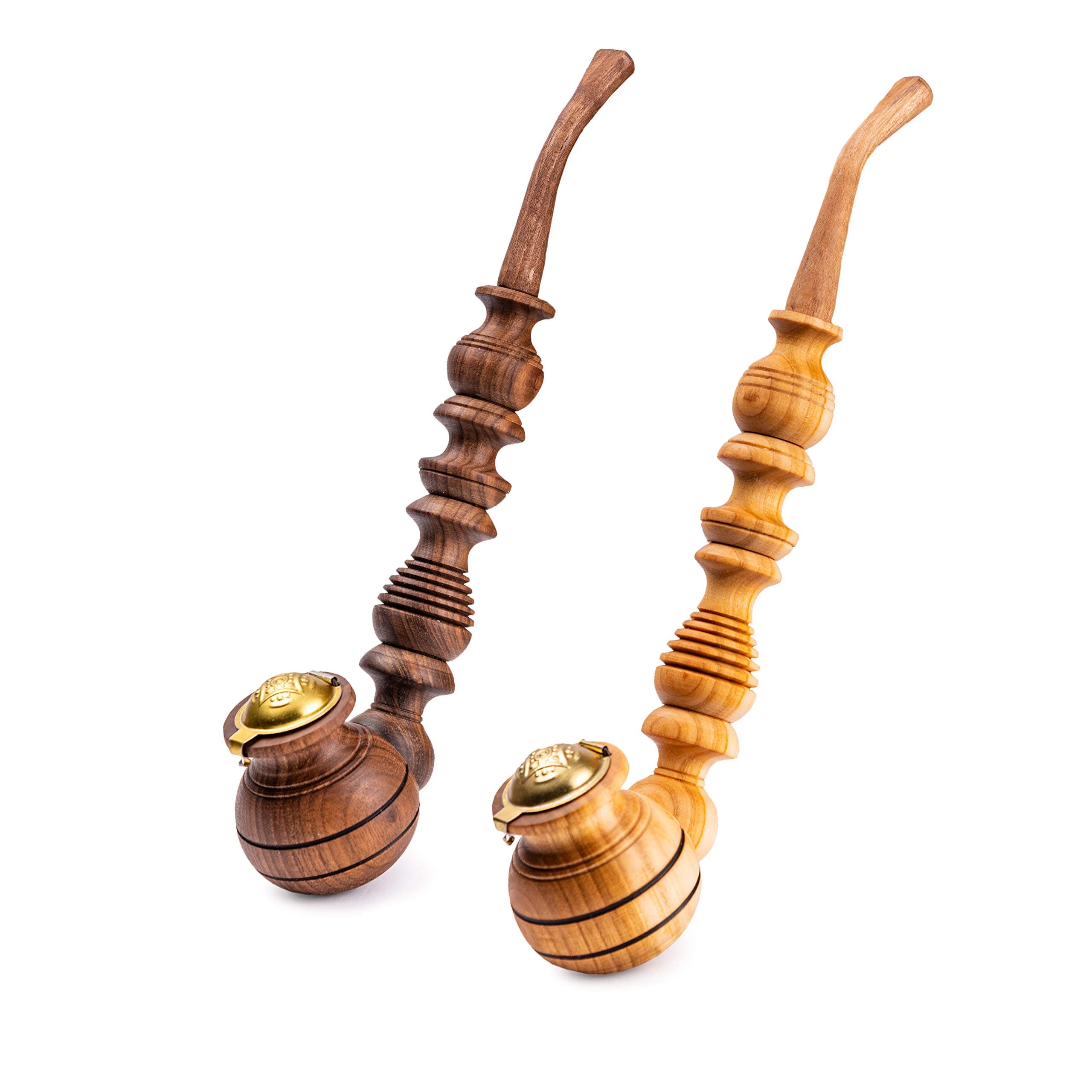 Dr. Watson Wooden Tobacco Pipes, Set of 2, Churchwarden Shape, Handmade from Natural Wood