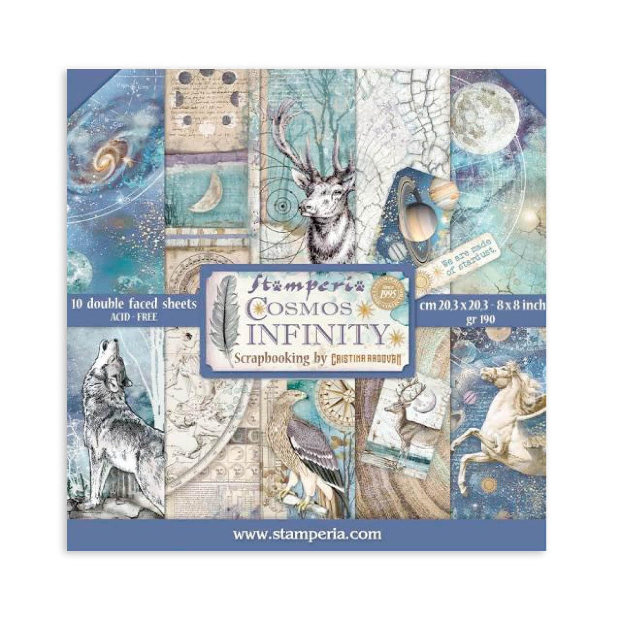 STAMPERIA INTERNATIONAL, KFT PAPER PAD 8X8 10PK COSMOS, 20.3 x 20.3 (8" x 8"), Multicoloured