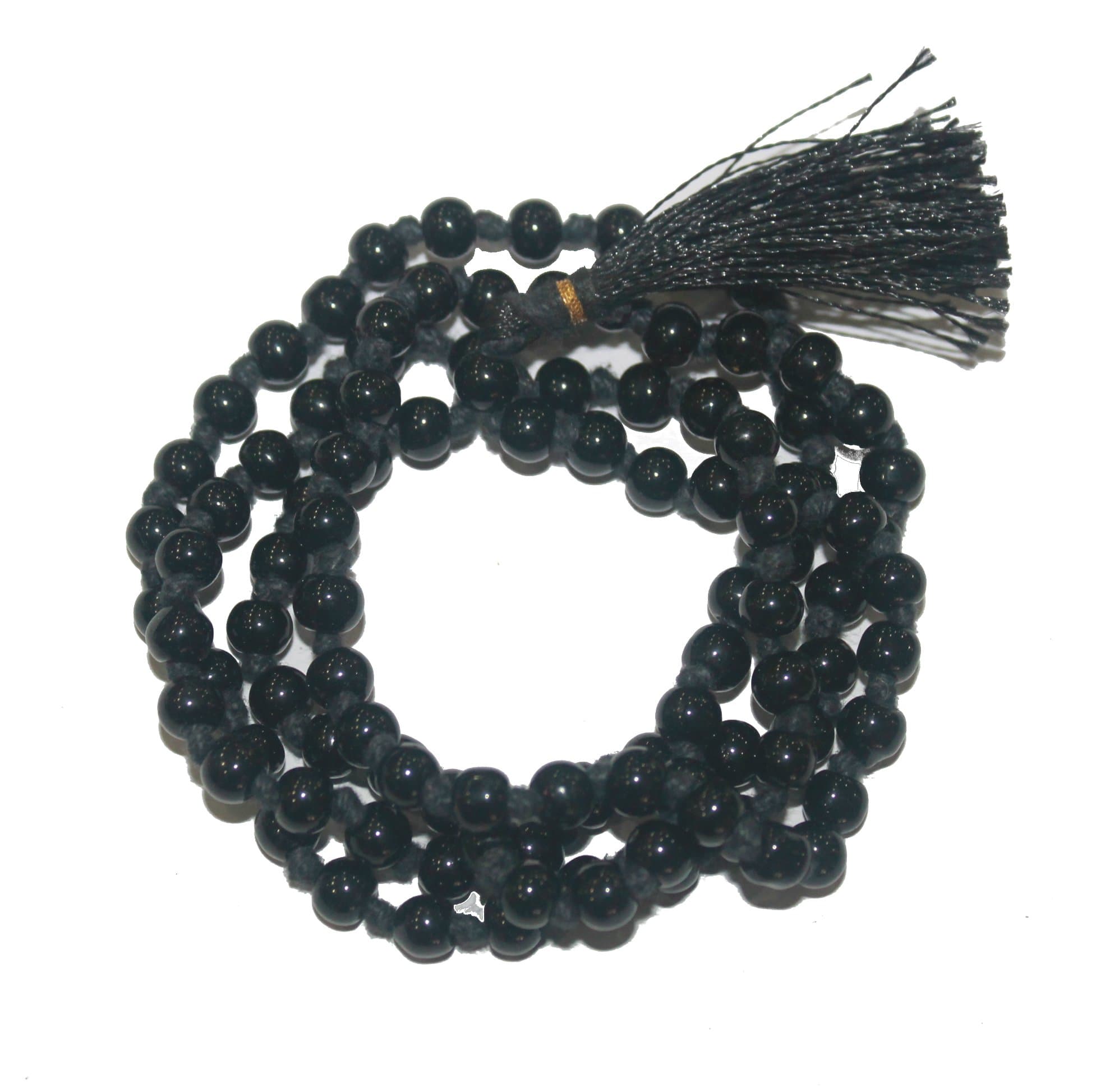 Vastu4Life Black Agate Hakik Japa Mala - Protection Against Bad Evils 108 + 1 Beads 8MM