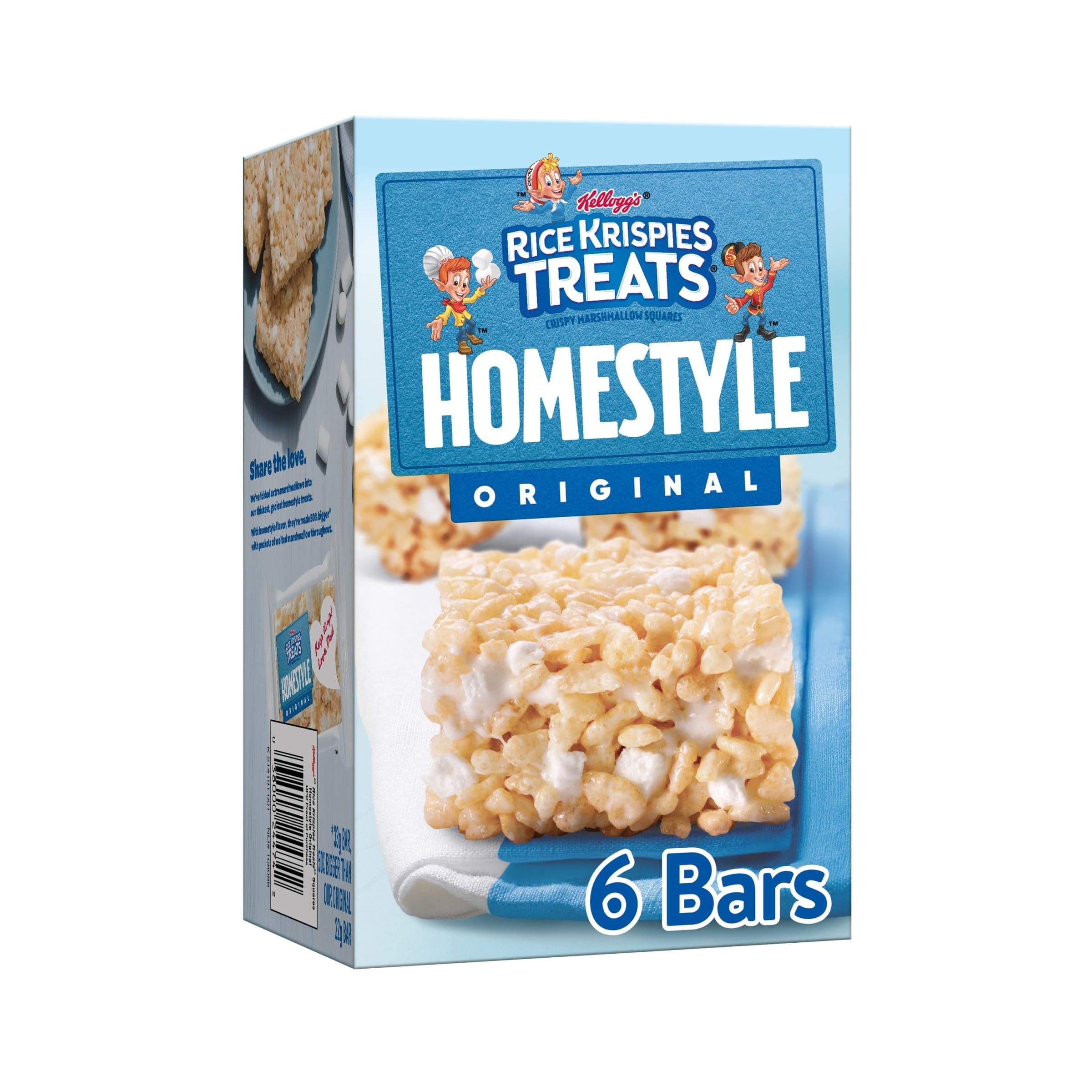 Homestyle Marshmallow Snack Bars, Kids Snacks, School Lunch, Original, 6.98oz Box (6 Bars)