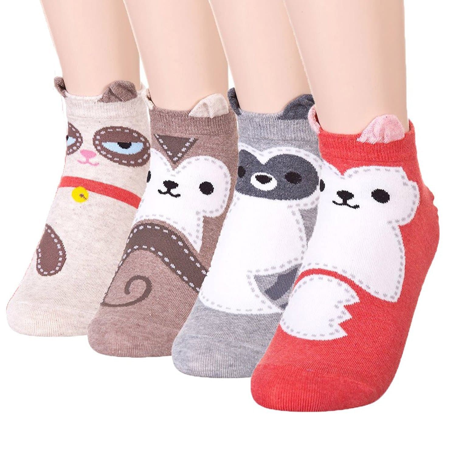 Womens Casual Socks - Cute Crazy Lovely Animal Cats Dogs Pattern Good for Gift One Size Fits All (STITCHES)