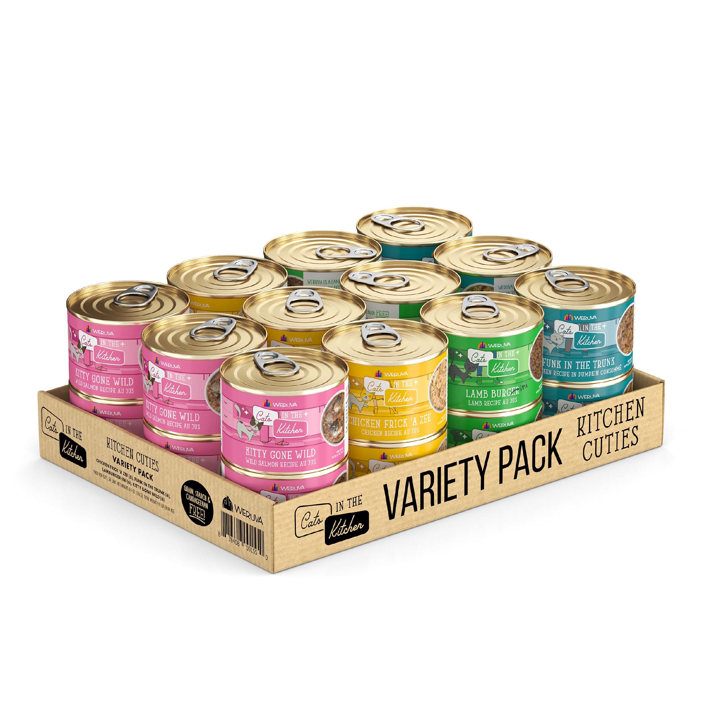 Weruva Cats in the Kitchen, Kitchen Cuties Variety Pack, Wet Cat Food by Weruva, 6oz Cans Pack of 24, Multi, 6oz Can (Pack of 24)