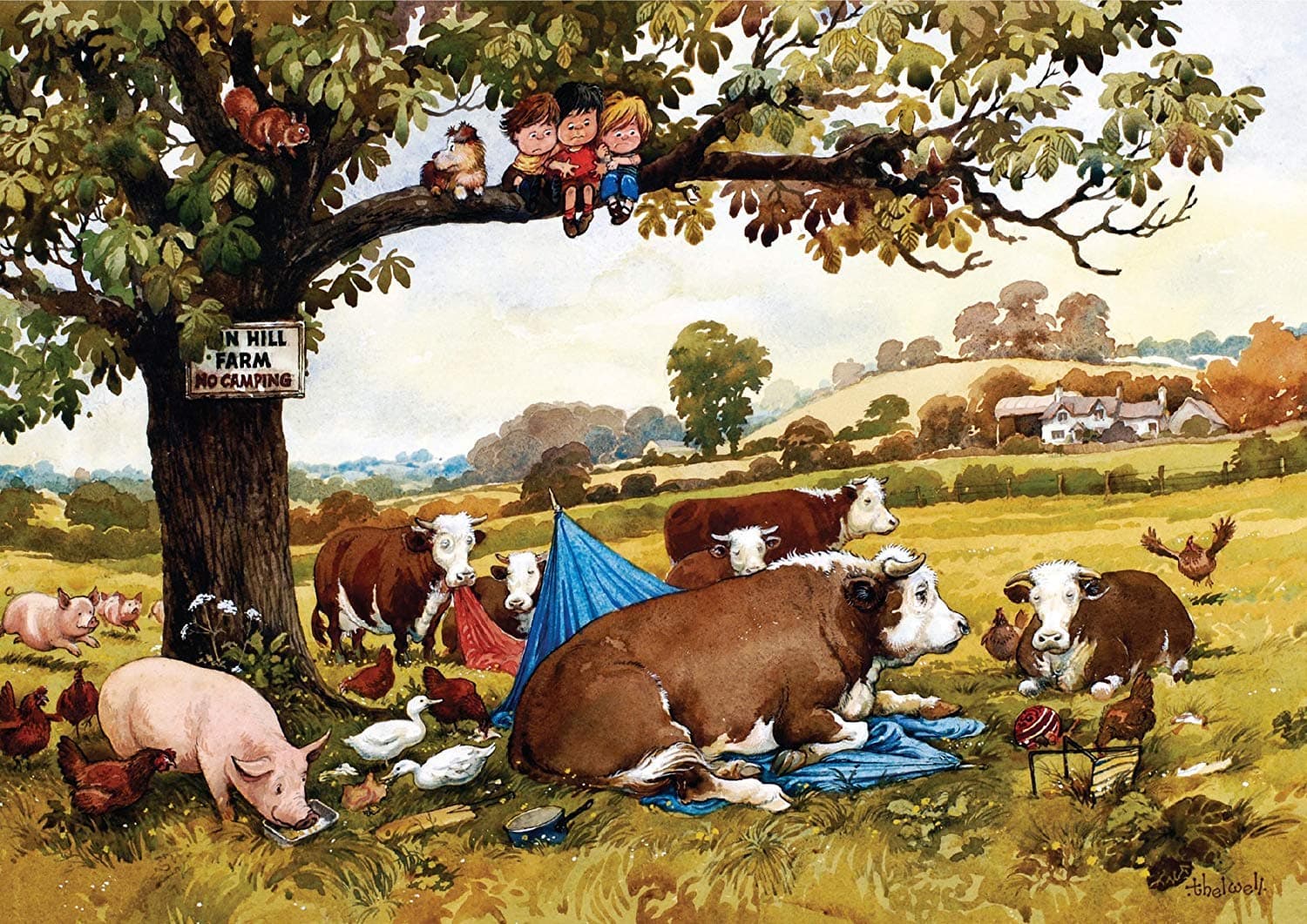 Thelwell Funny Farm themed Greeting Card No Camping