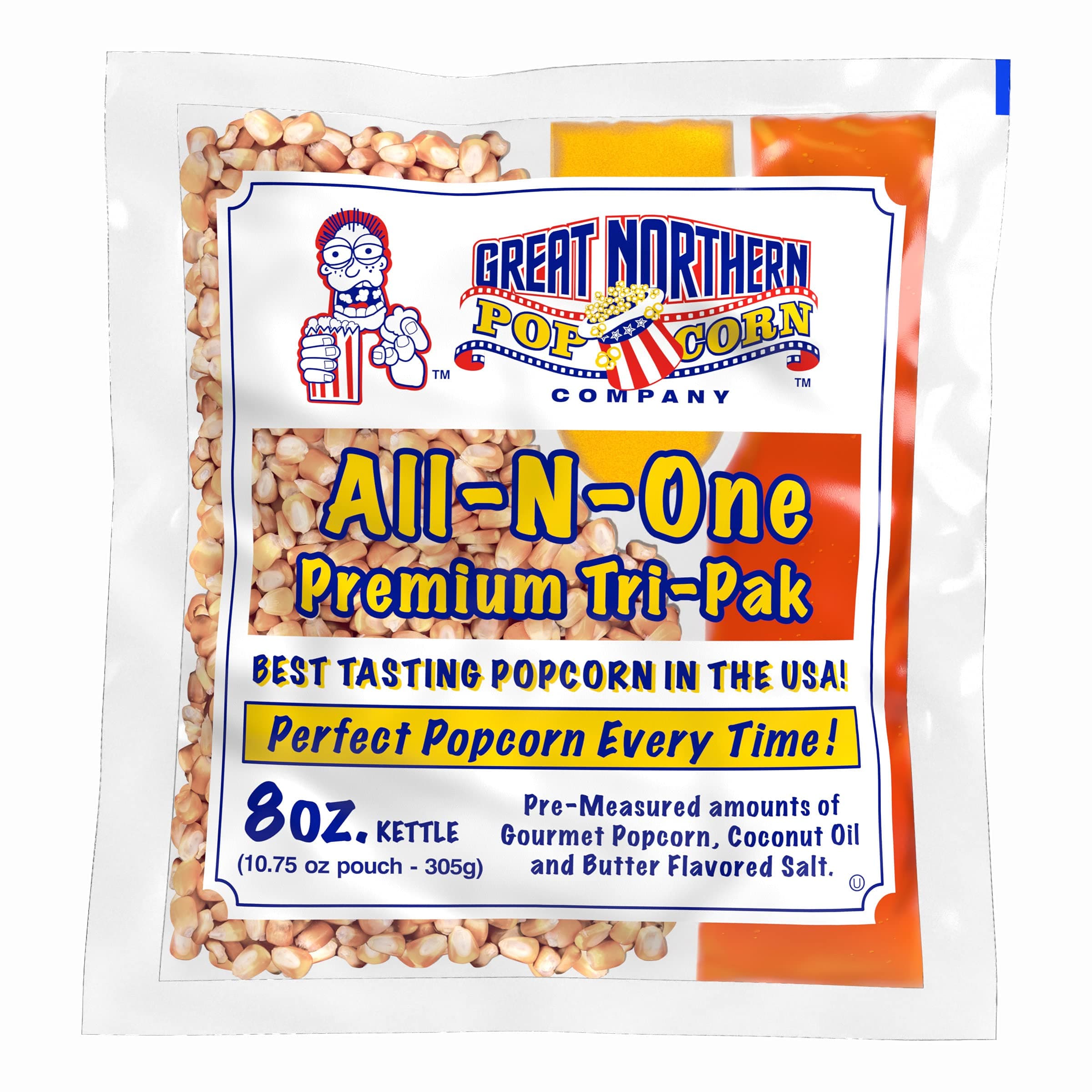 8 oz Popcorn Packs – Pre-Measured, Movie Theater Style, All-in-One Kernel, Salt, Oil Packets for Popcorn Machines by Great Northern Popcorn (40 Case)