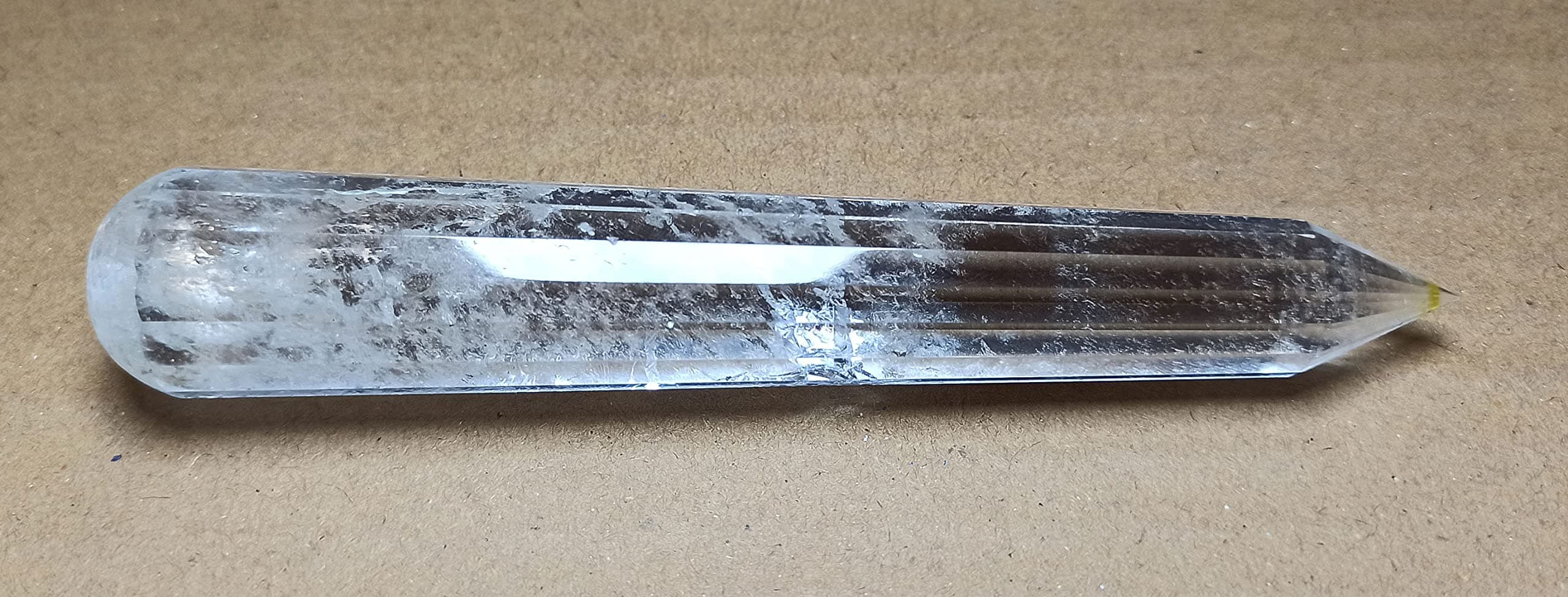 Aldomin Natural Energized Clear Quartz Laser Cut Healing Crystal Wand (110 Gram)