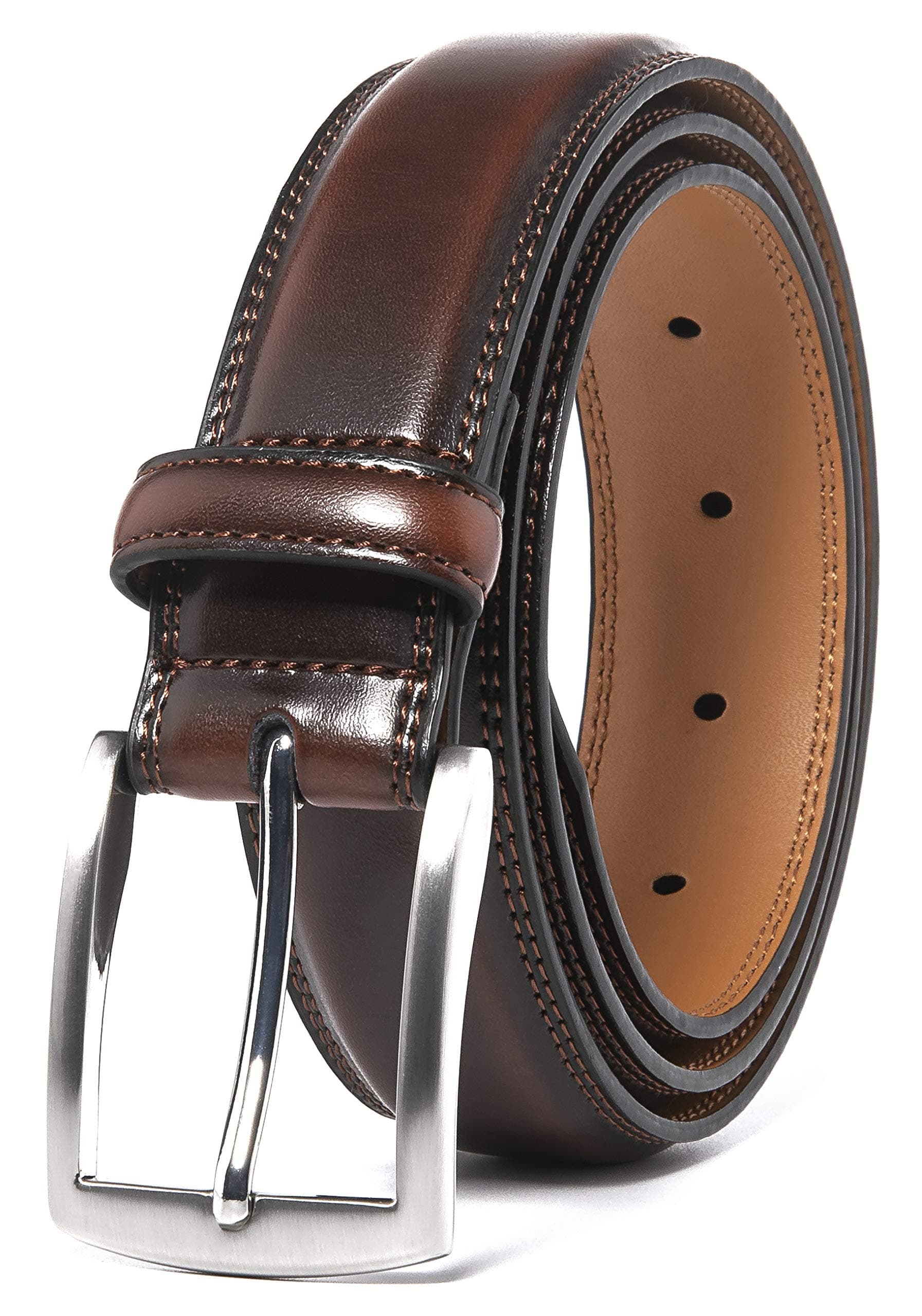 Genuine Leather Dress Belts For Men - Mens Belt For Suits, Jeans, Uniform With Single Prong Buckle