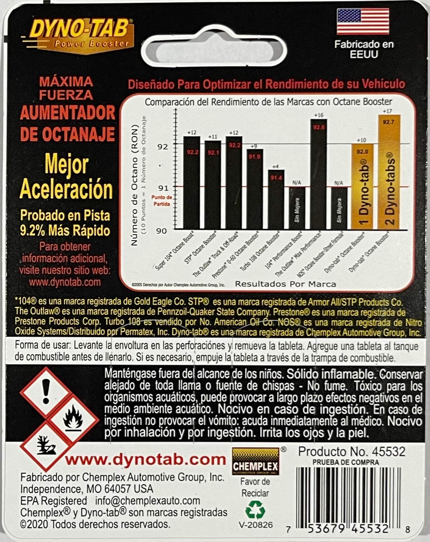 Dyno-tab Aumentador de Octanaje 2 pastillas de 1.5 g CADA UNA (3)