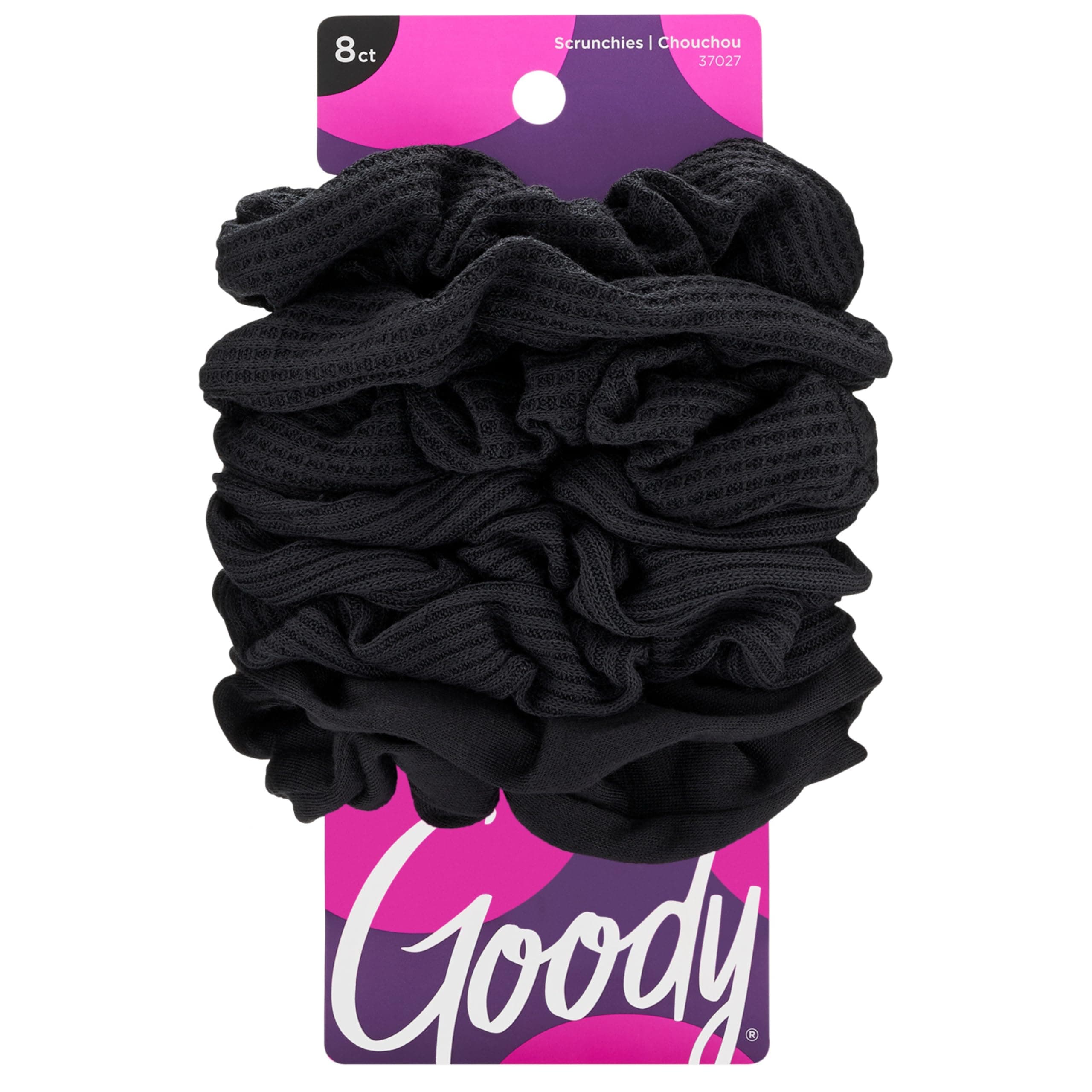 Ouchless Scrunchie, 8 Count (Black)