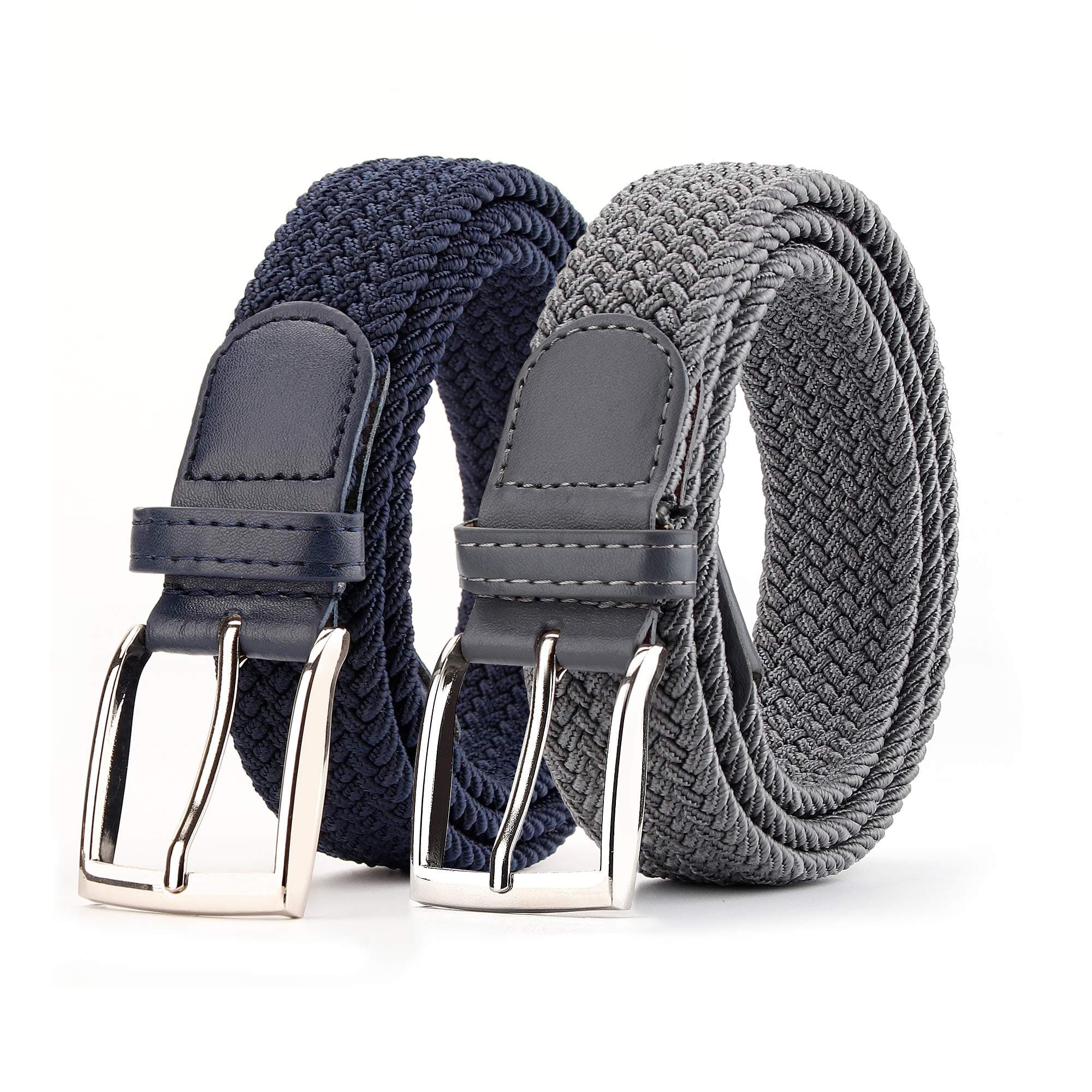 Radmire2 Pack Elastic Braided Woven Canvas Belts for Men and Women