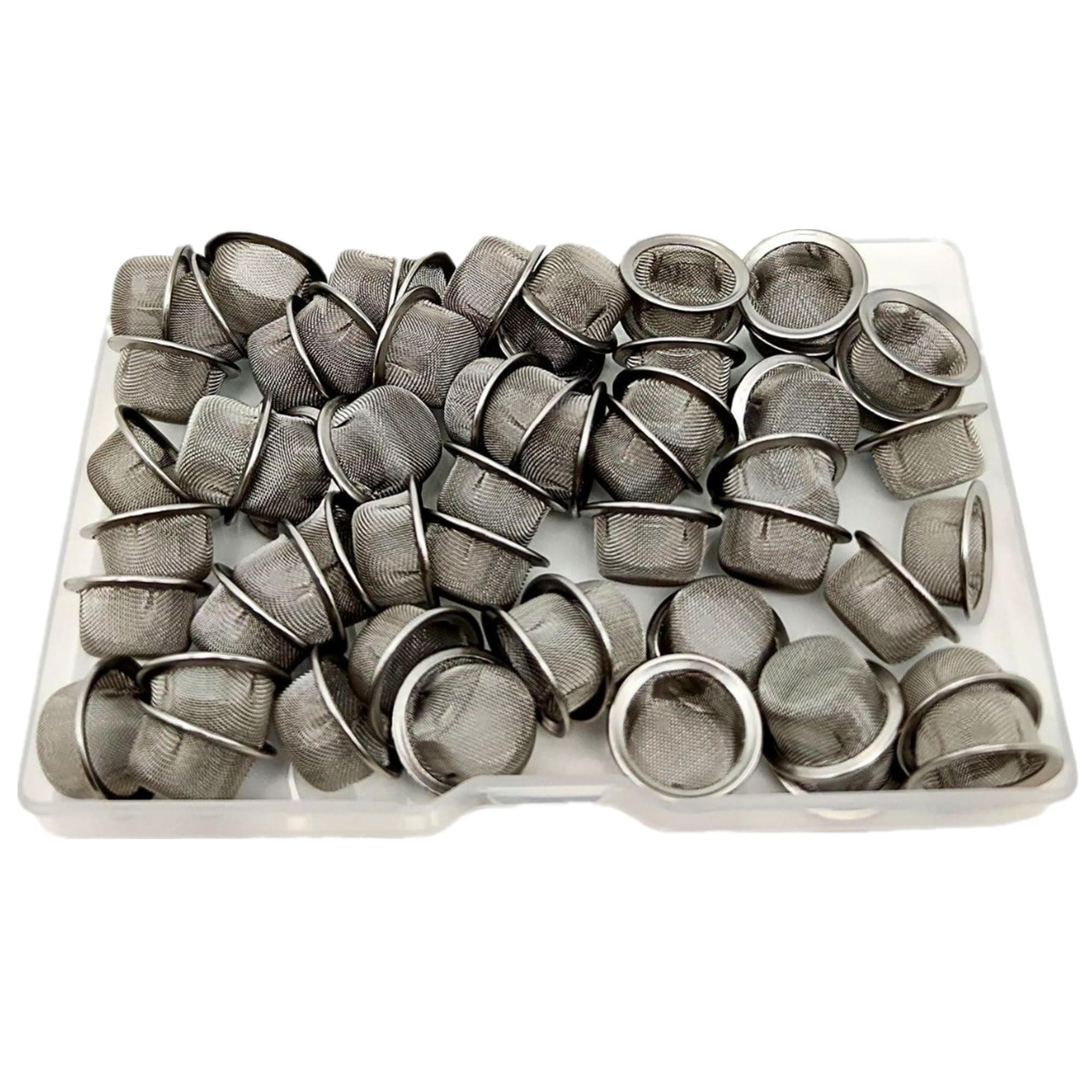 60pcs 0.5 Inch Pipe Screens Premium Diameter 1/2 Inch Mesh Bowl Stainless Steel Metal Pipe Screens with Storage Box