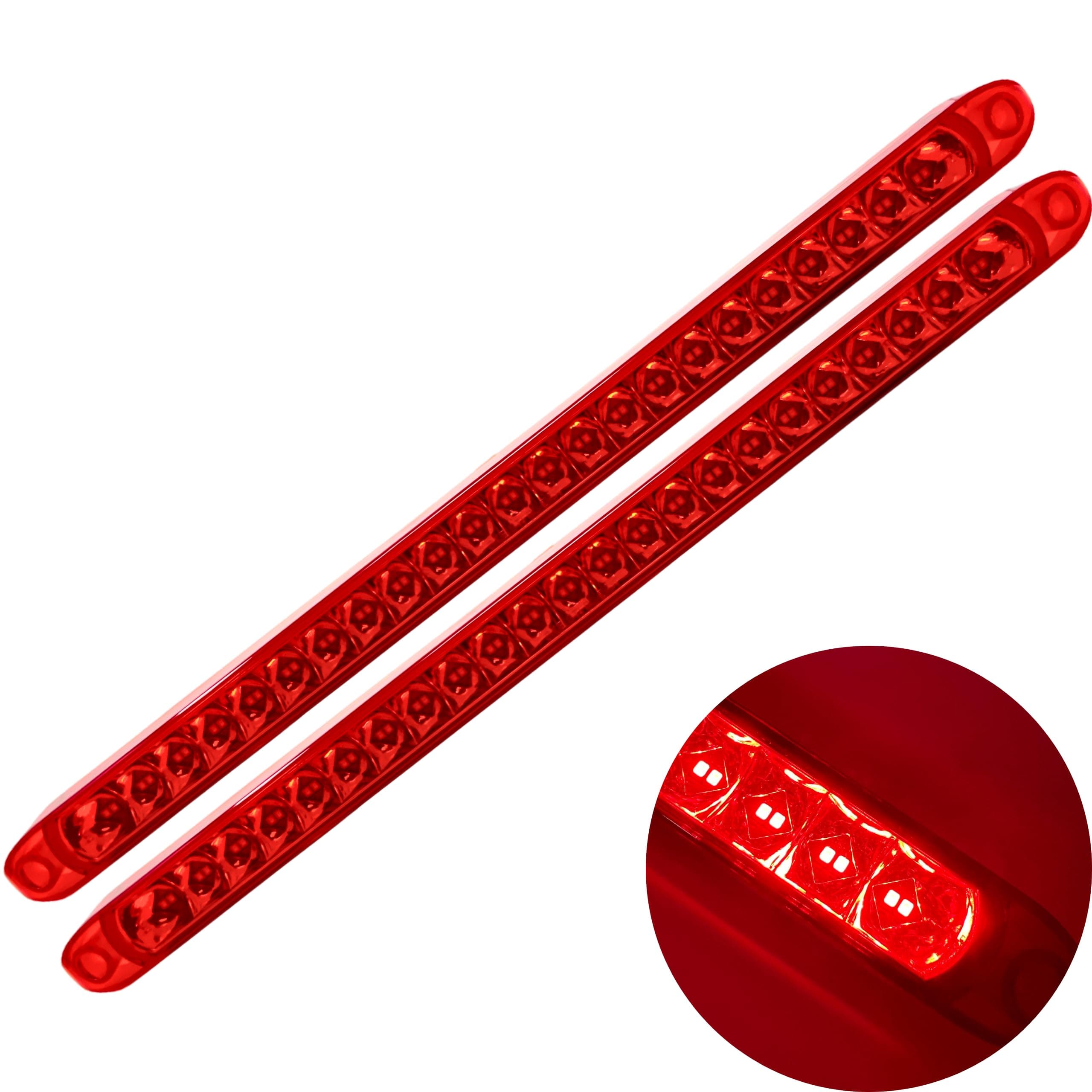 All Star Truck Parts] 2PC Red 17" 46 LED Light Bar Stop Turn Tail Third 3rd Brake Light Trailer Center Light Bar Car Truck Cargo Trailer Toy Hauler Tail Super Bright Surface Mount Waterproof