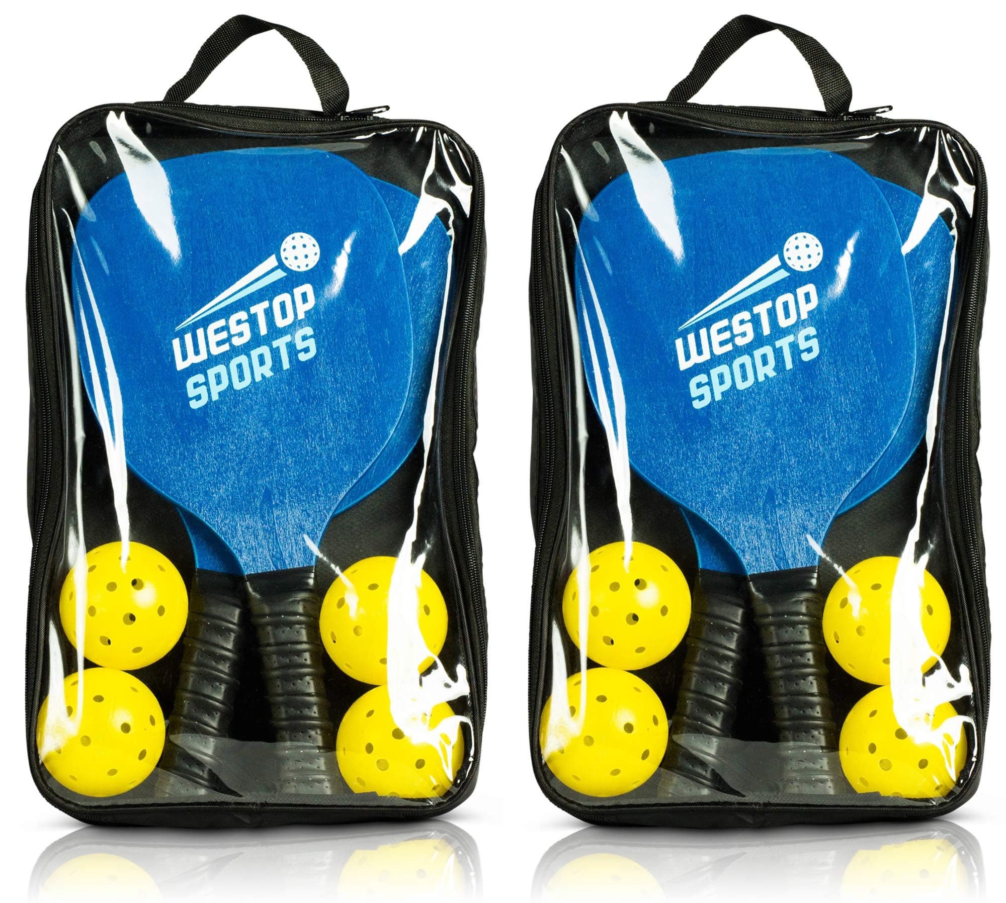 Pickleball Paddles - Pickleball Set of 4 Wood Paddles, Indoor & Outdoor Pickleball Balls, Pickleball Paddle Set of 4 Pickleball Racket Ergonomic Grip, 8 Pickleball Balls & 1 Carry Bag