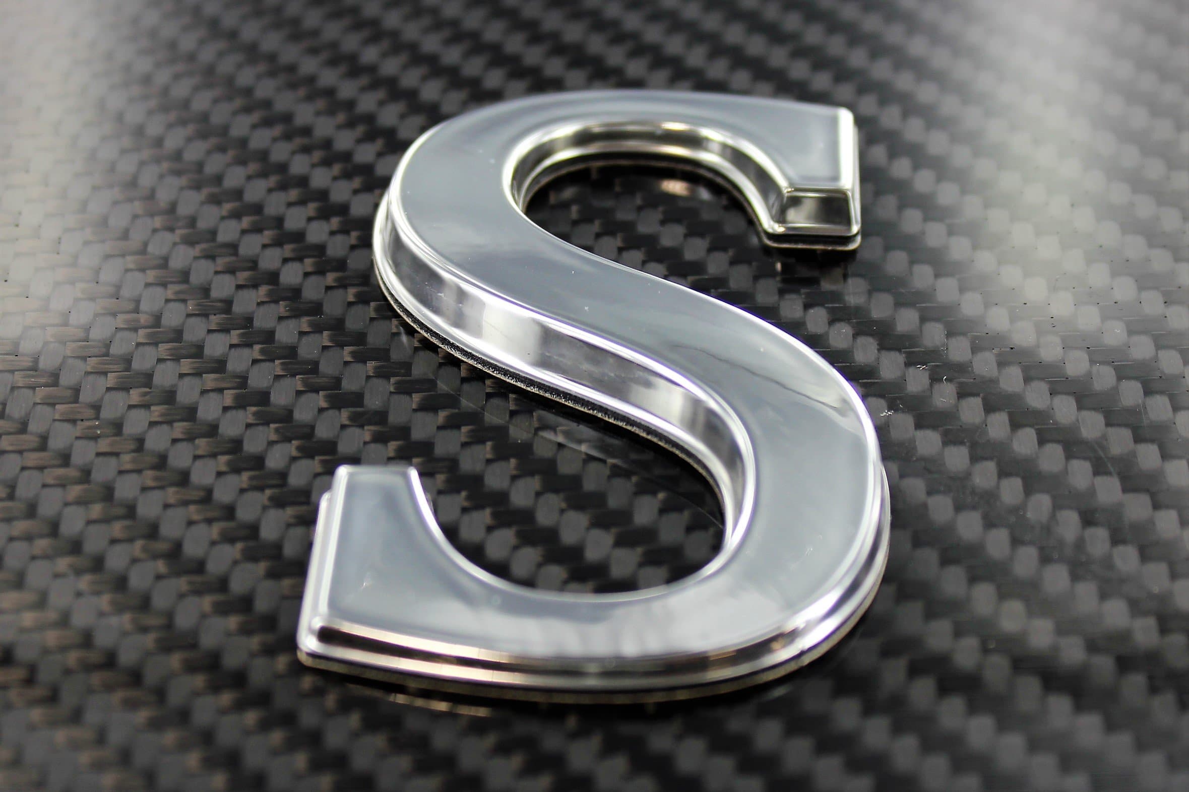 Pontoon Font Style Individual Chrome Letters & Digits 3" Three Inches Marine Grade (3" Letter S)